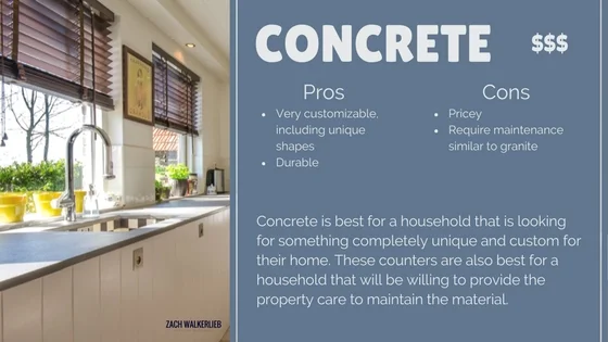 Concrete countertop pros and cos