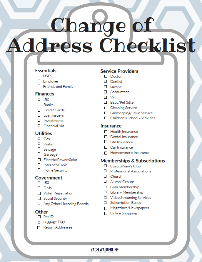 Change of Address Checklist