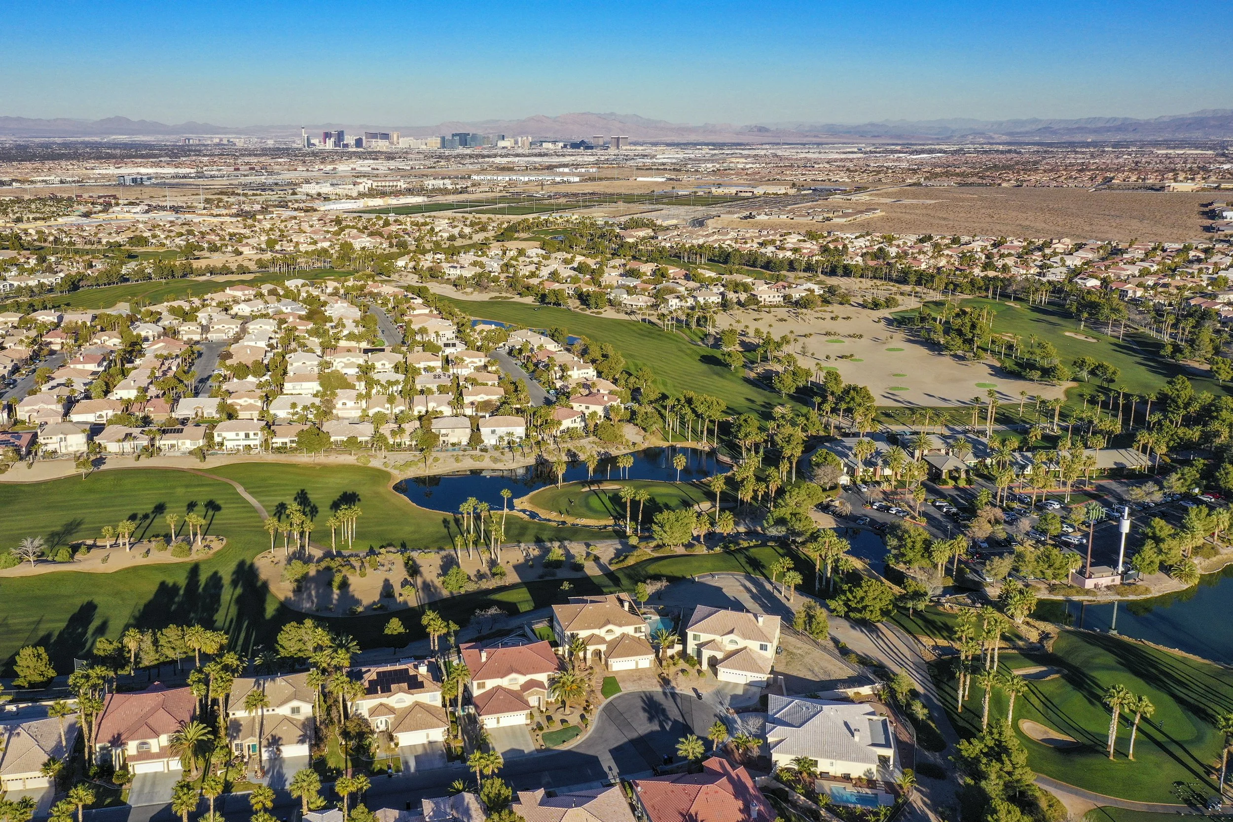 Established Las Vegas neighborhood with mature trees providing shade and increasing property values