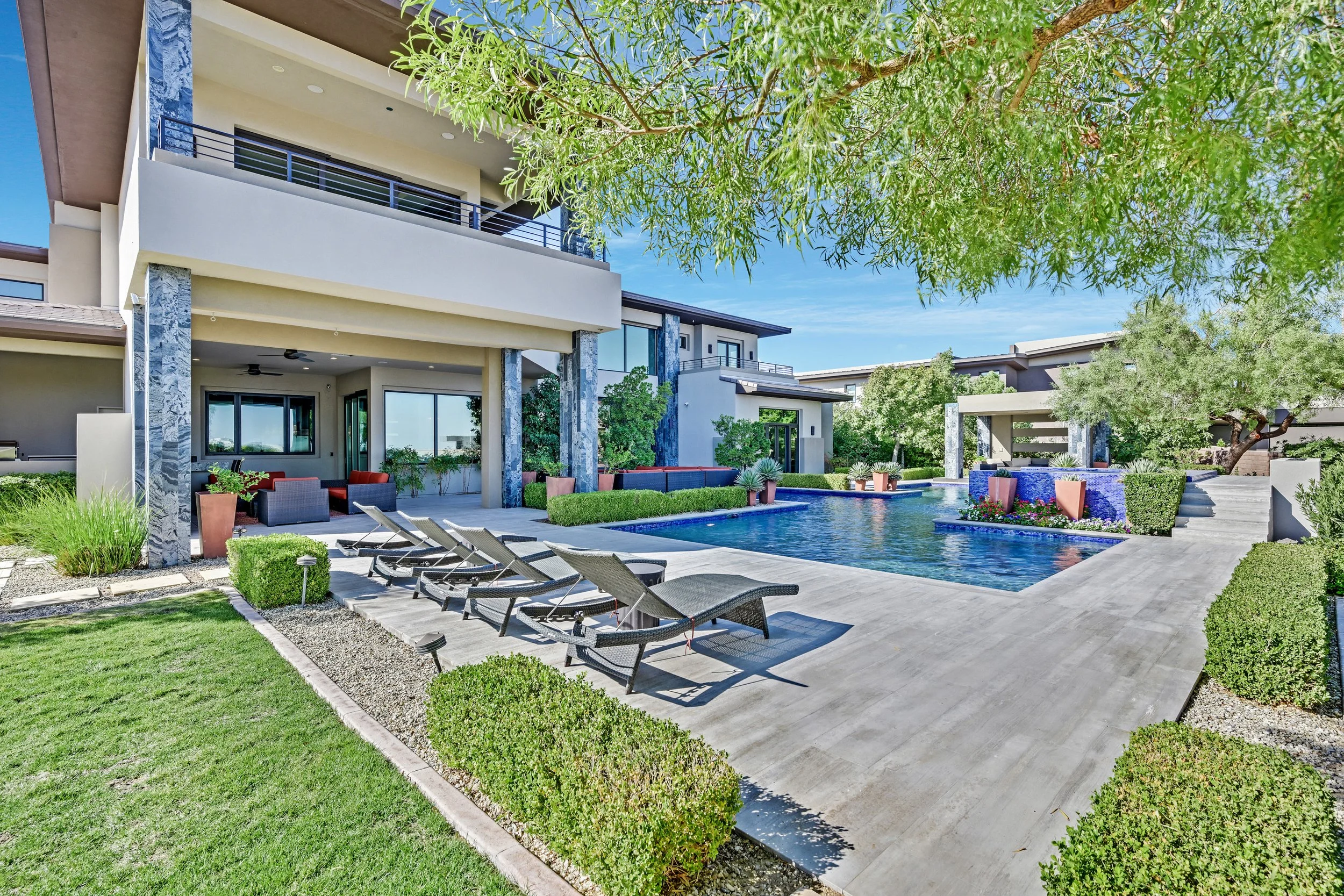 Resort-style pool at luxury custom home in The Ridges, Summerlin, Las Vegas