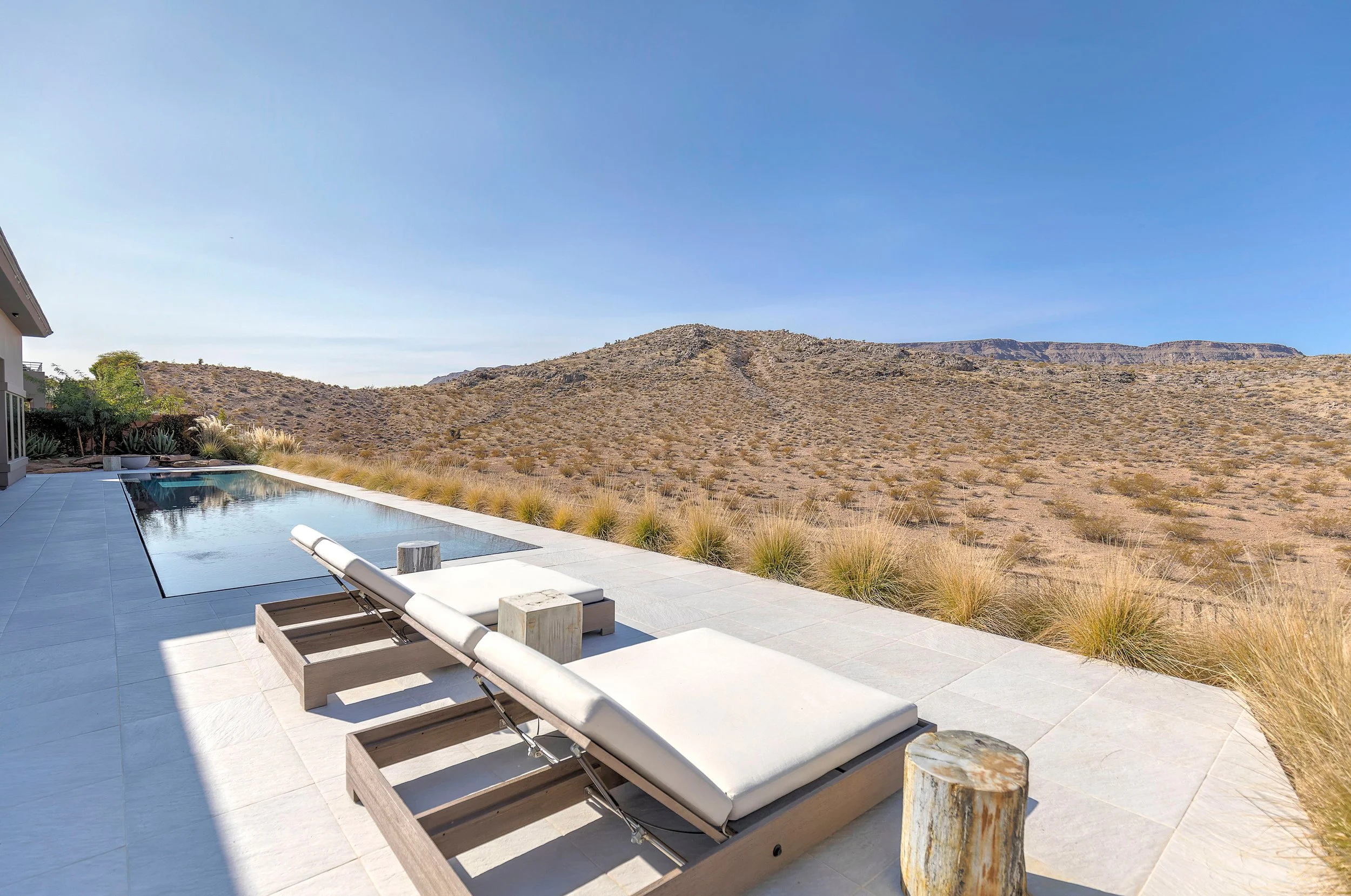 Luxury pool with mountain views at The Ridges Summerlin home