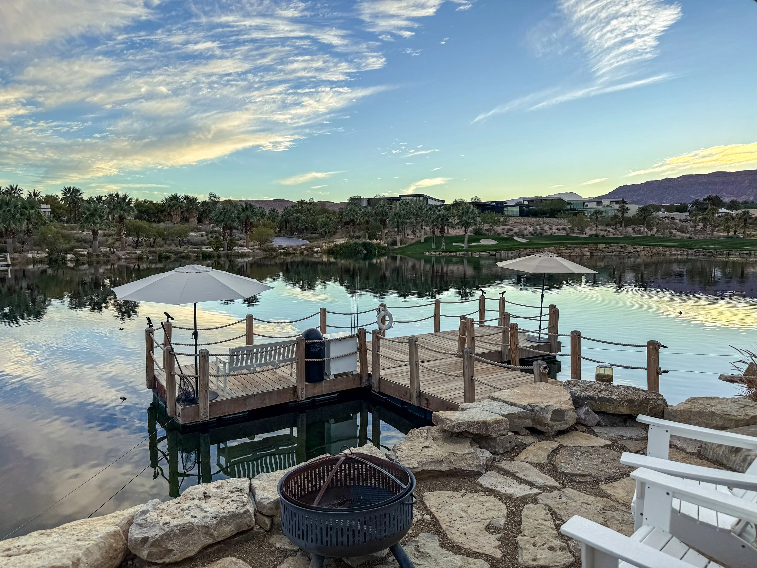 Fishing pond and outdoor amenities at The Summit Club Summerlin Nevada