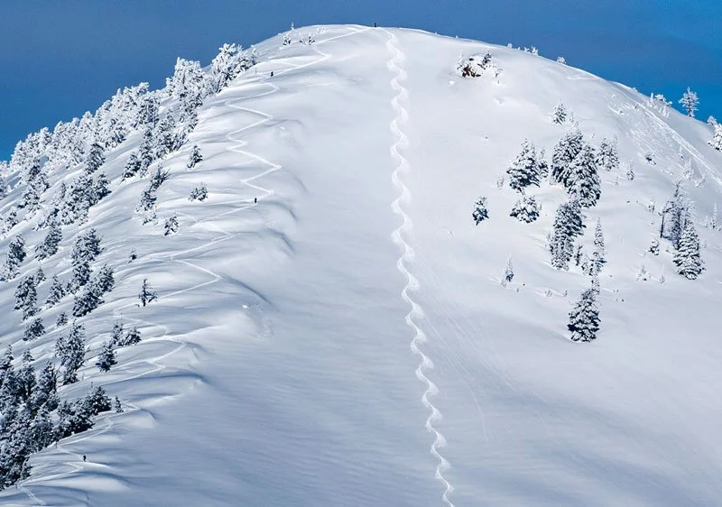 Powder mountain peak with ski track.jpg