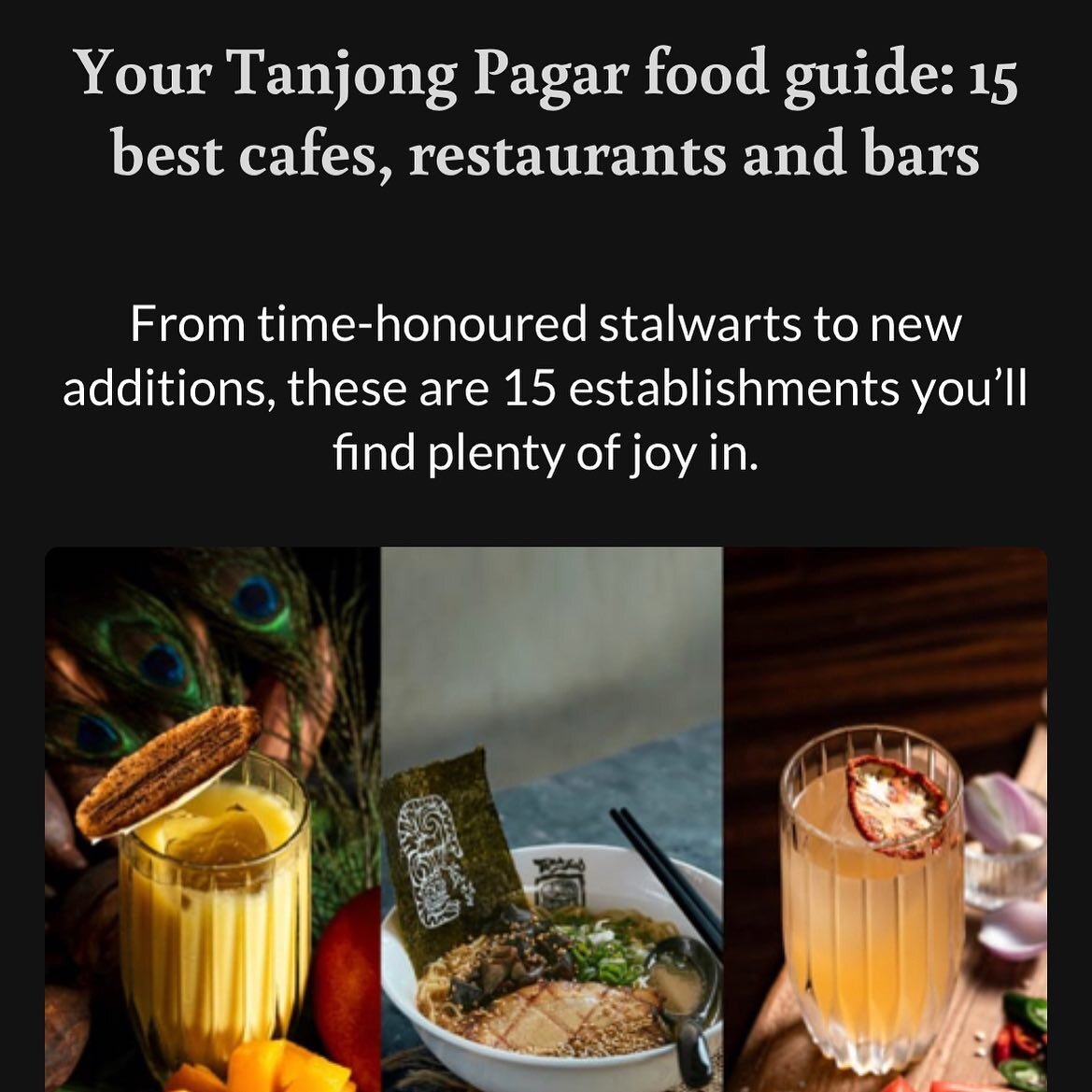 Thank you @channelnewsasia for the feature in your best 15 cafes, restaurants and bars in Tanjong Pagar!
Link in bio ^
.
We&rsquo;re super stoked to bring more you more exciting coffees, pastries, brunch, dinner and desserts! 
.
Reservations via www.