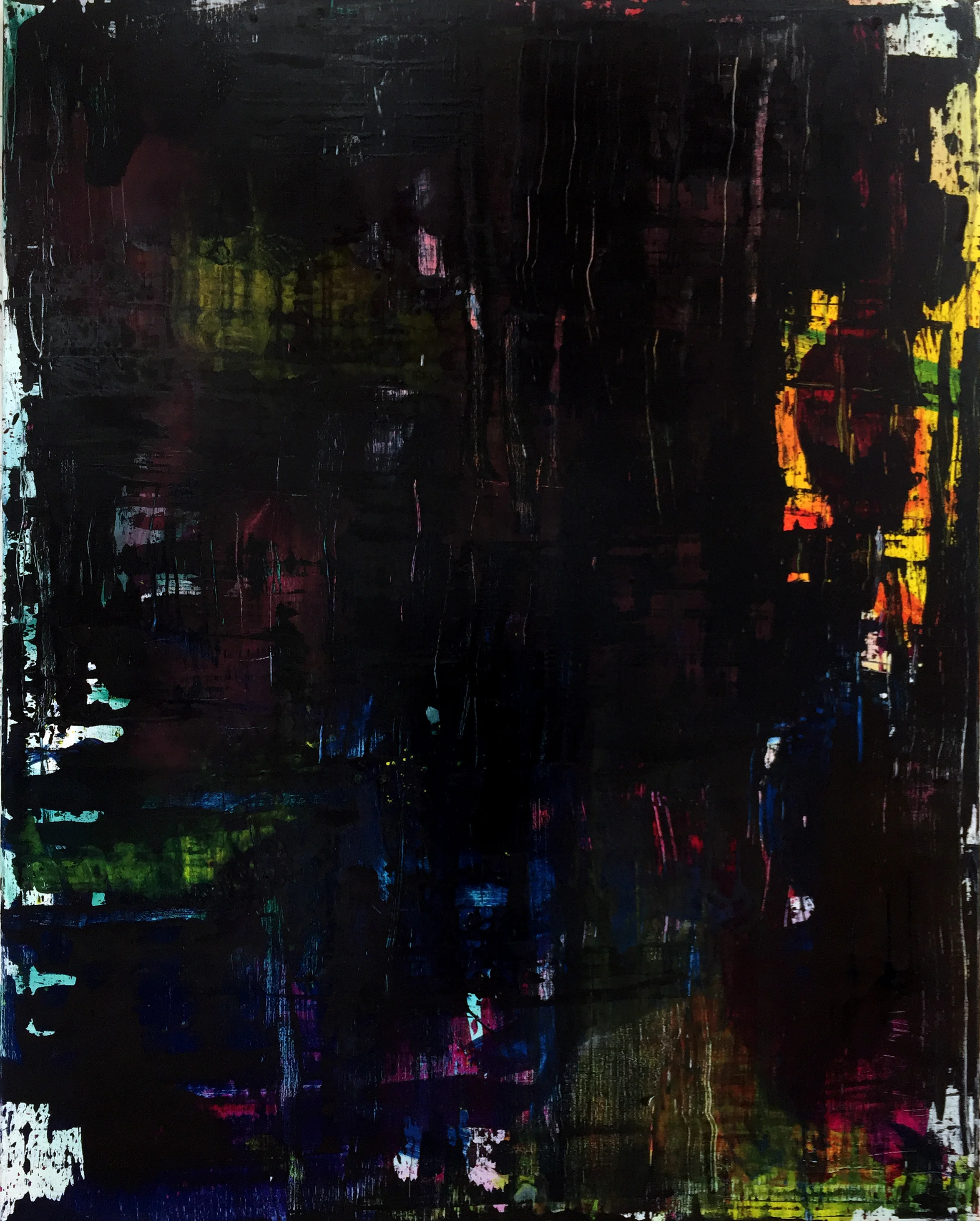 "Old faithful don't come round no more" oil and spray can on linen 170x135 cm 2017/18