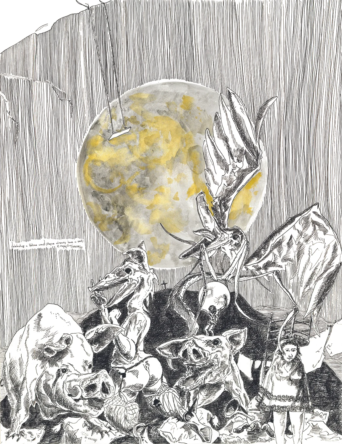 "celebrating a lifetime circus" Indian ink on paper 65x50 cm 2011 Private collection Laren NLD