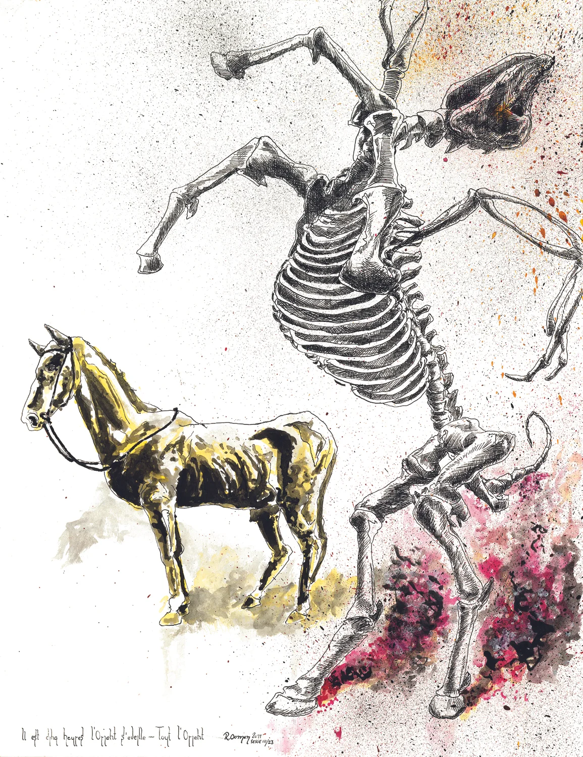 "Il est cinq heures l'Orient s'eveille - Tout l'Orient" ink on paper 65x50 cm 2011 private collection Rotterdam NLD