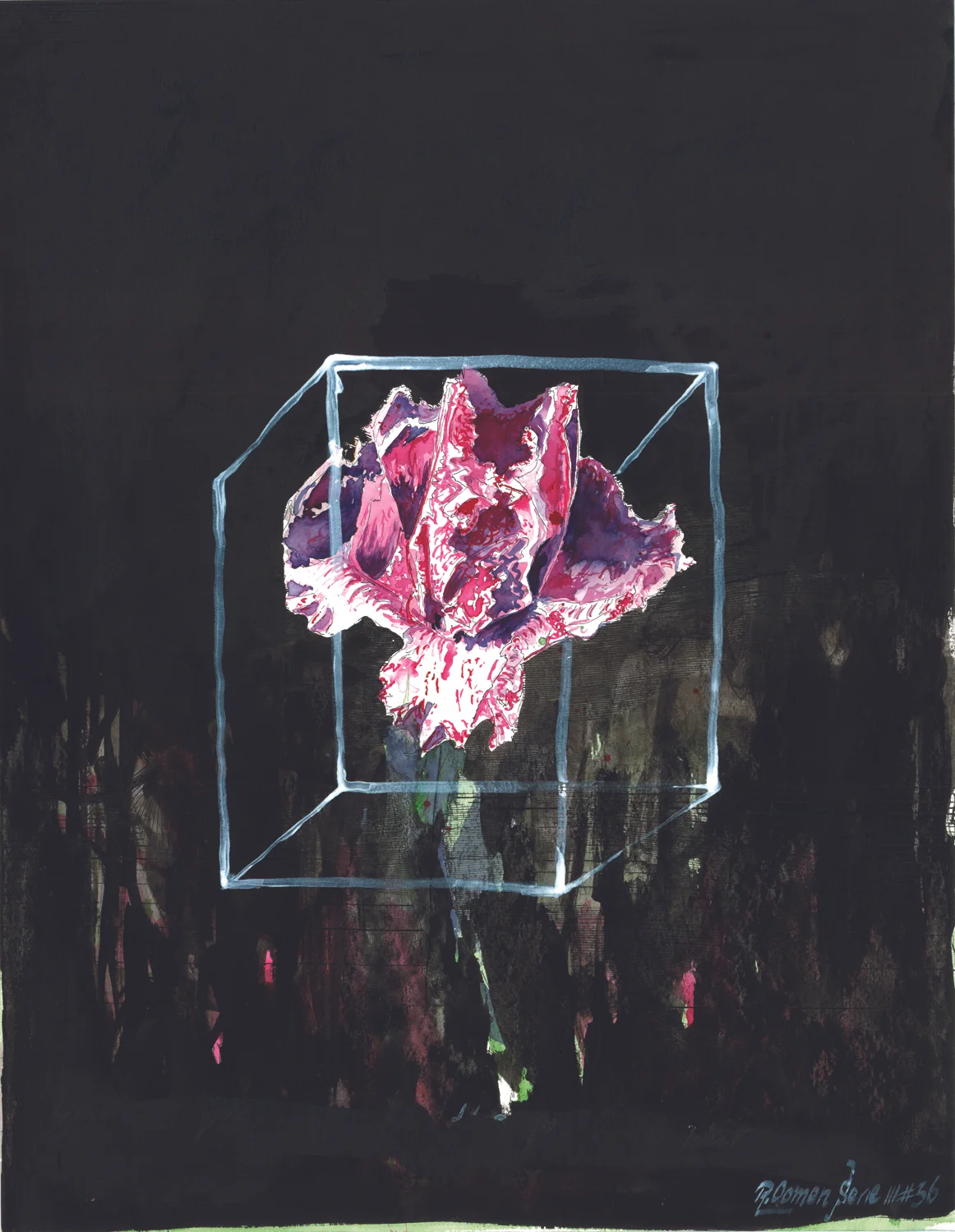 "One prepares for the past (empirical)" ink and acrylic on paper 65x50 cm 2014 private collection Amsterdam NLD