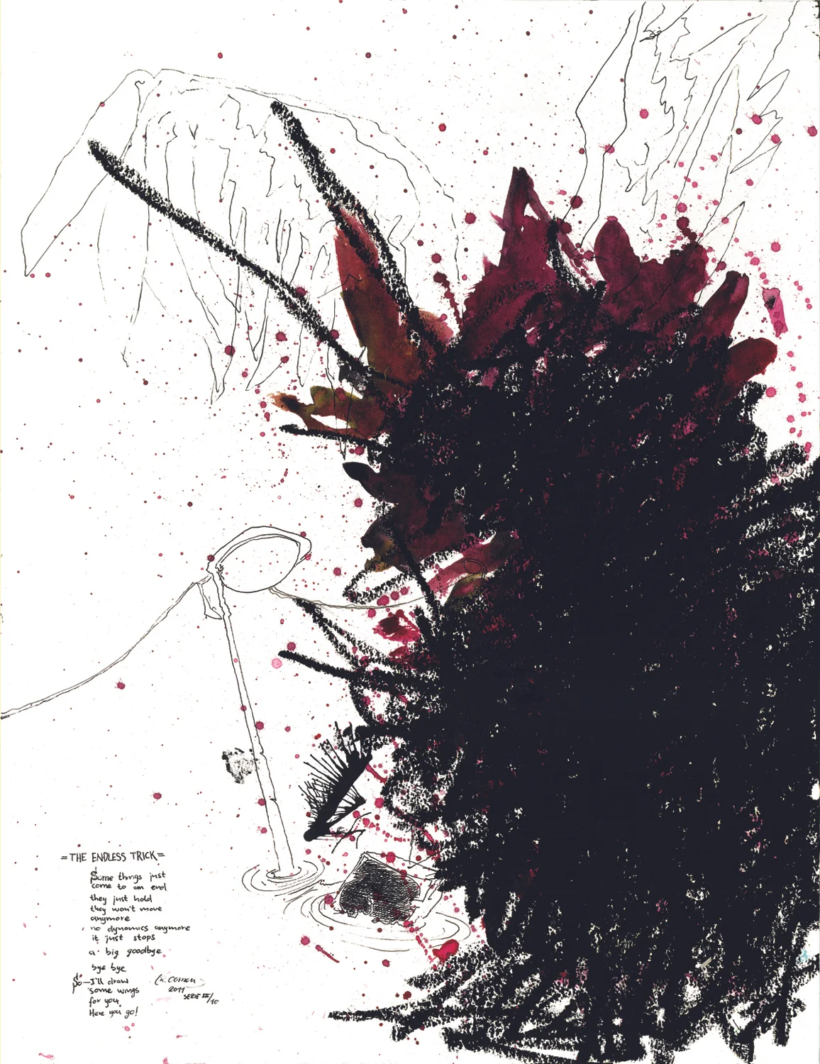 "The endless trick" ink and oil stick on paper 65x50 cm 2011 private collection Rotterdam NLD