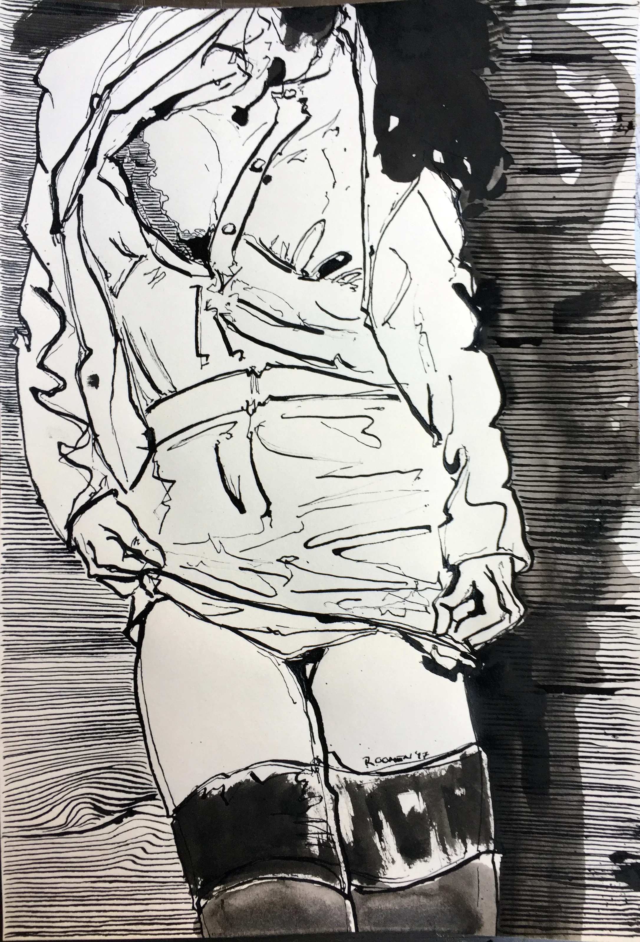 erotic model front Indian ink on paper 33x22,5 cm 2017