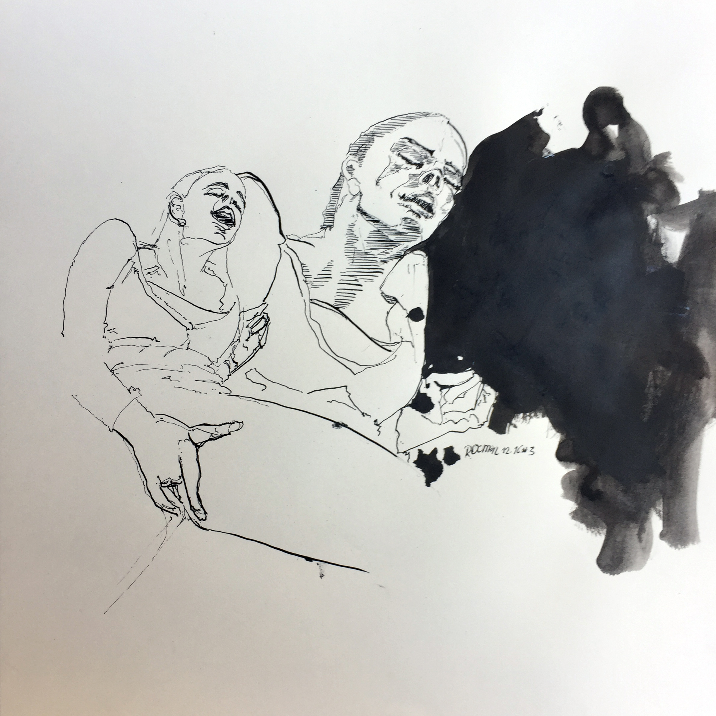 Arousing model twice Indian ink on paper 40x40 cm 2016