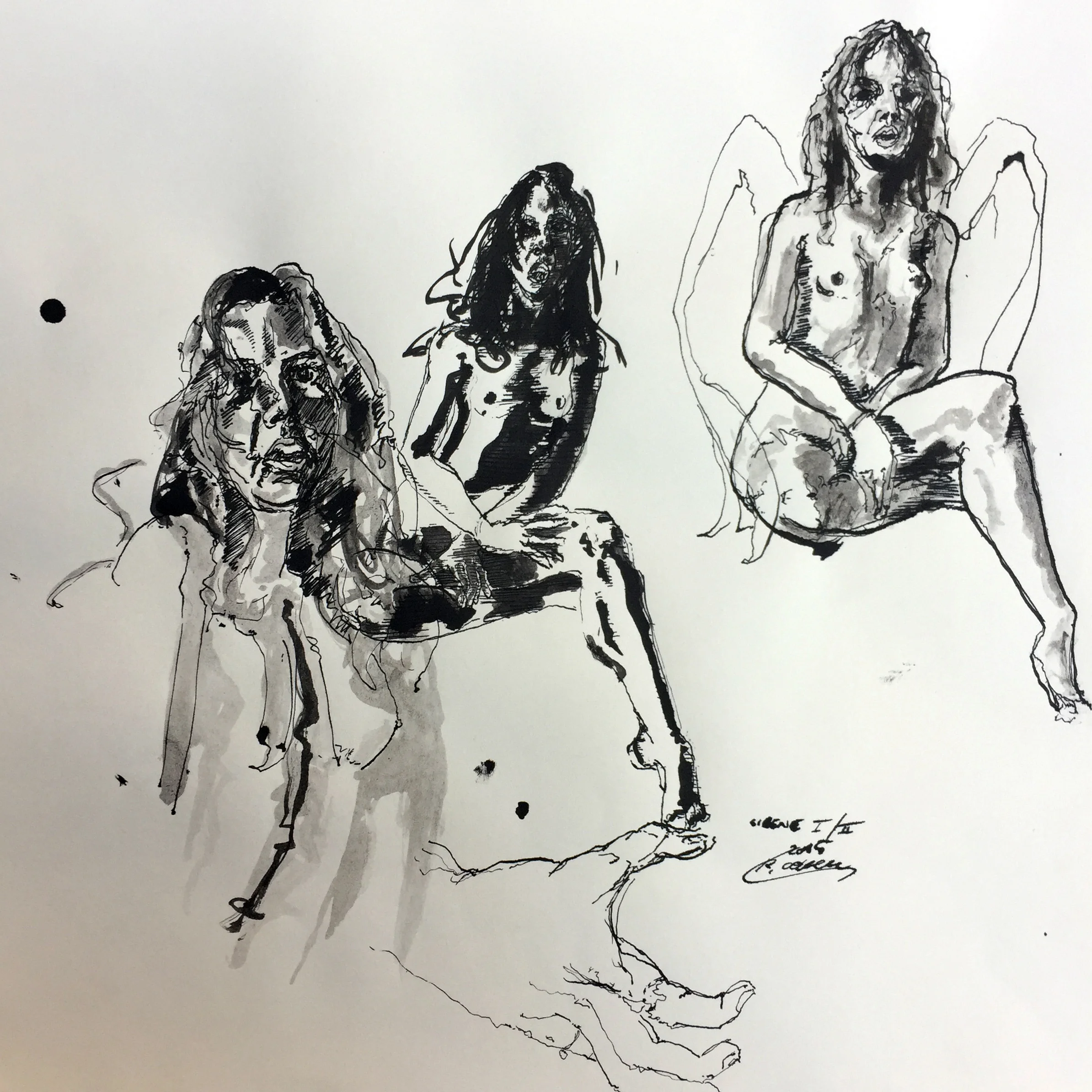 Sketch for Baruti Sirens Indian ink on paper 40x40 cm 2015