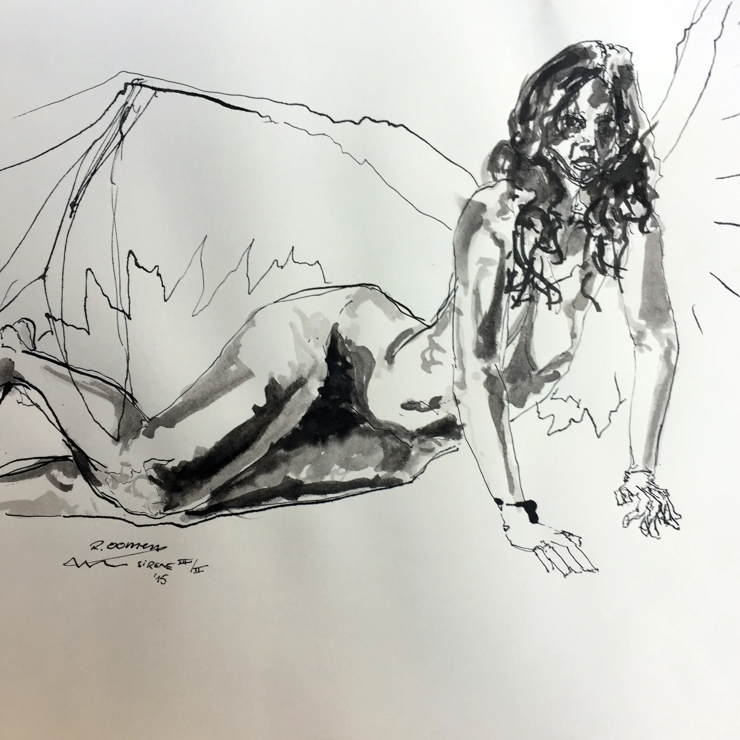 Sketch for Baruti Sirens Indian ink on paper 40x40 cm 2015
