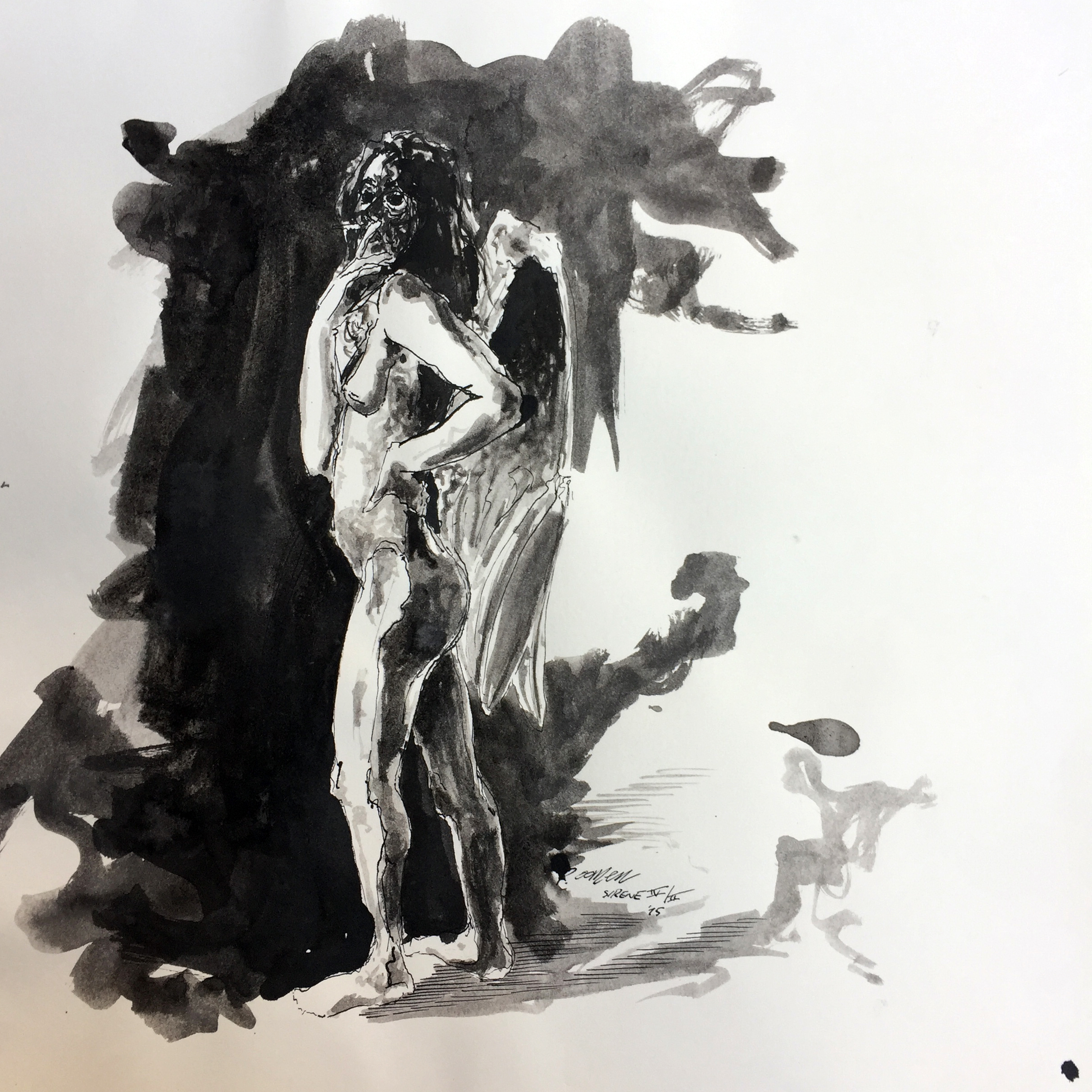Sketch for Baruti Sirens Indian ink on paper 40x40 cm 2015