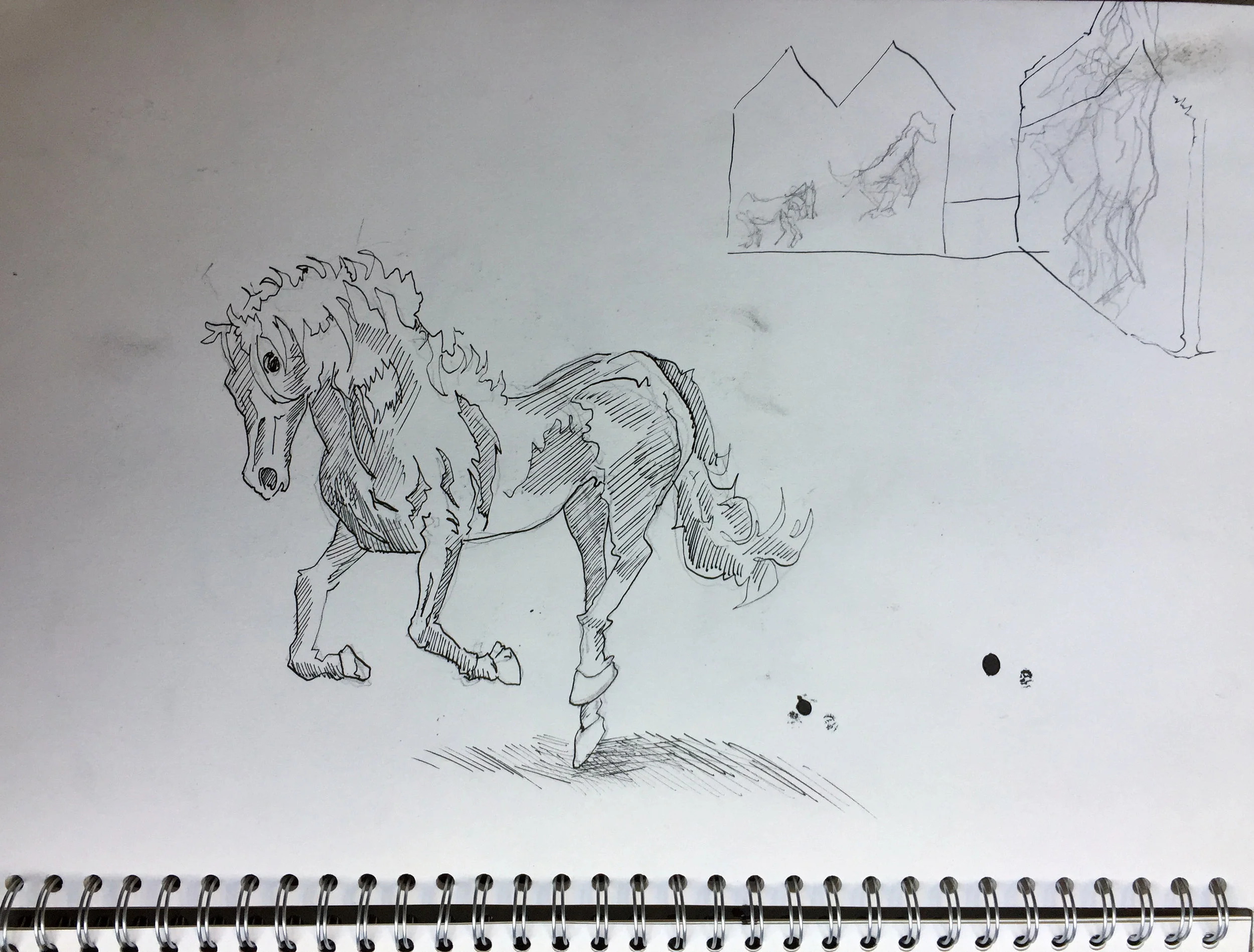 Sketch for mural (horse) Indian ink and pencil on paper 40x40 cm 2015