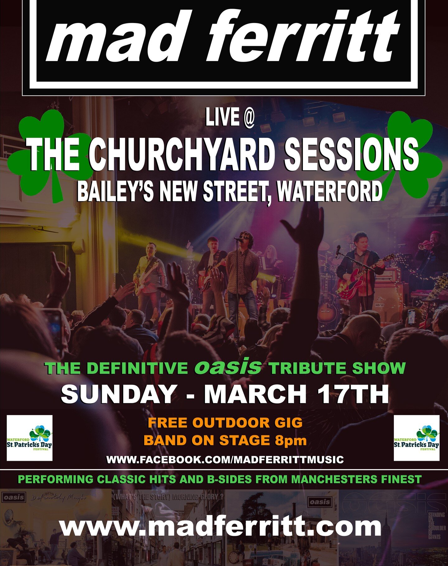PADDY'S DAY GIG ALERT 🇮🇪☘️🎸

We're delighted to announce that we will be part of the upcoming @stpatricksdaywat festival by performing our tribute show live @thechurchyardsessions on Bailey's New Street at 8pm on Sunday 17th of March. This is a fr