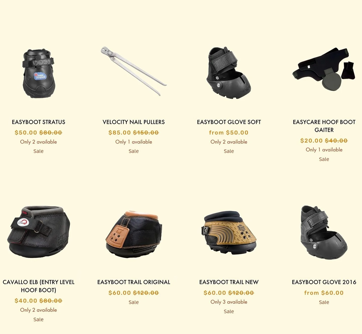 🔥 Hoof Geeks Fall Sale 🔥
Limited stock on hoof boots, tools, and accessories &mdash; once they&rsquo;re gone, they&rsquo;re gone!
Save big on Easyboots, Cavallo ELBs, Velocity Nail Pullers, and more.
Perfect time to stock up before winter.
👉 Shop 