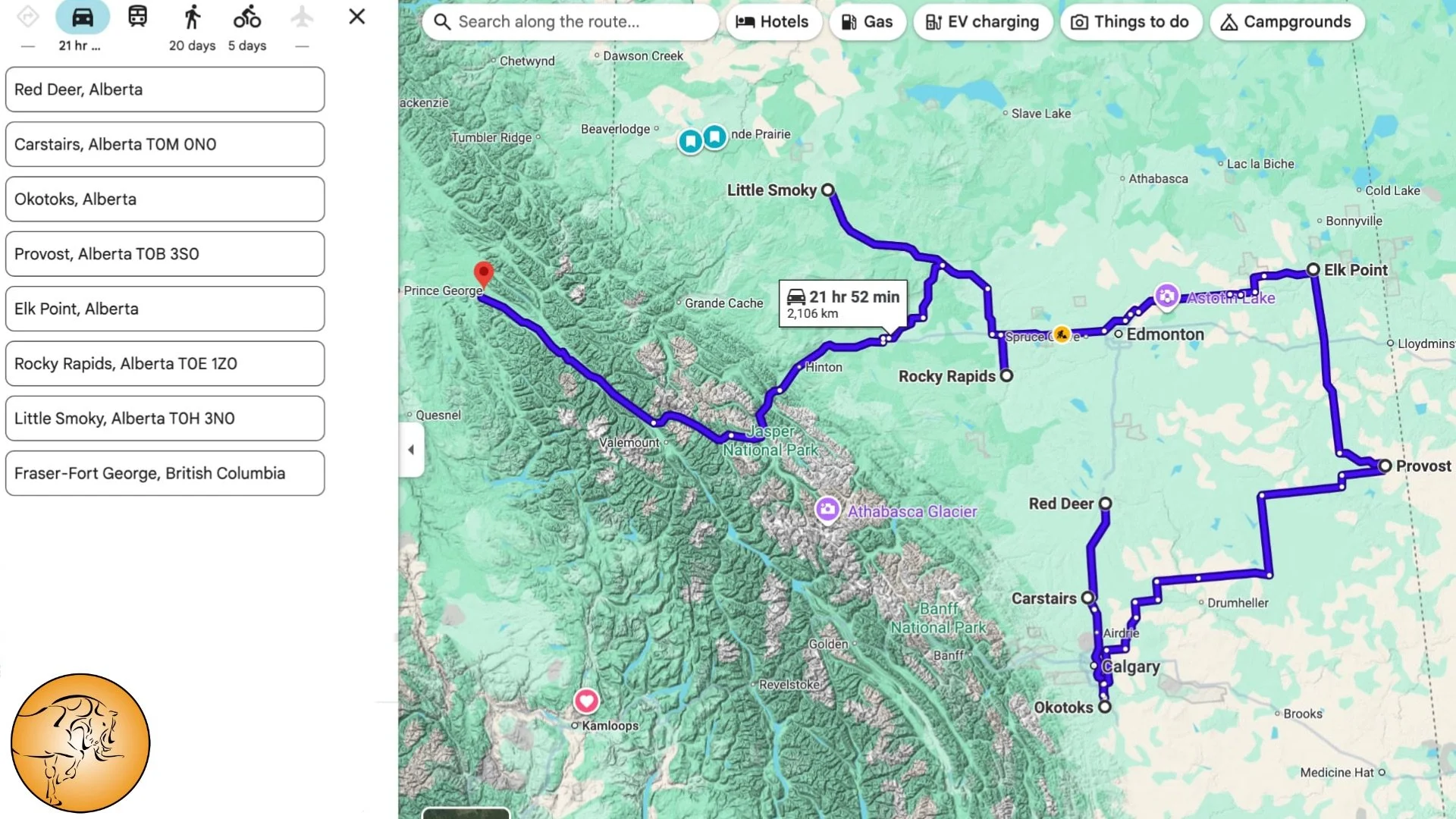 map of hoof geeks route to western Canadian clinics in 2026