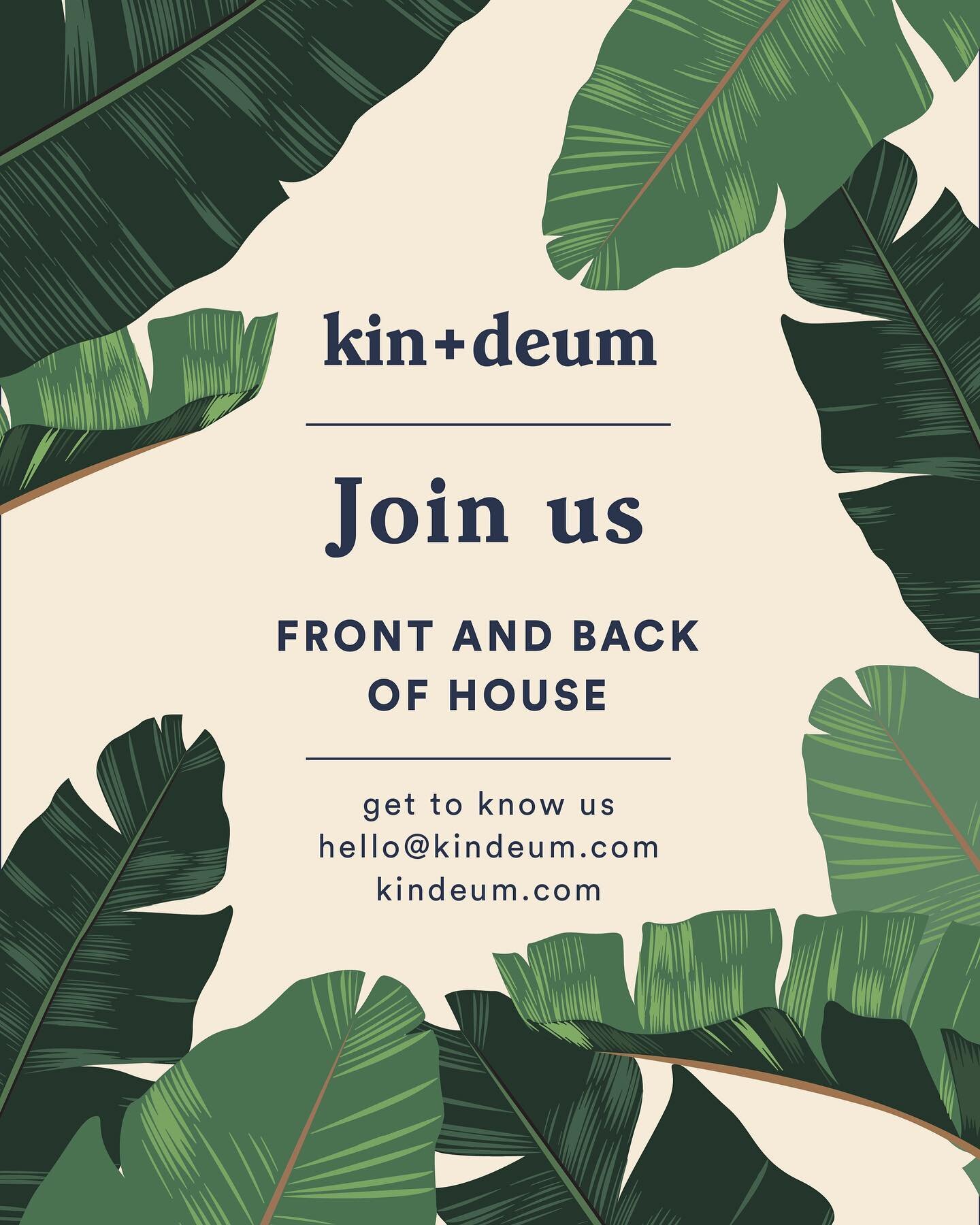 We&rsquo;re hiring! All roles on our new journey 👌🏻✨🌿

Say sawadee at hello@kindeum.com ! 

https://www.kindeum.com/
.
.
.
.
.
#architecture #art #artisan #plants #recruitment #jobs #thairestaurant #londonrestaurants #ootd #instafood #delivery #Th