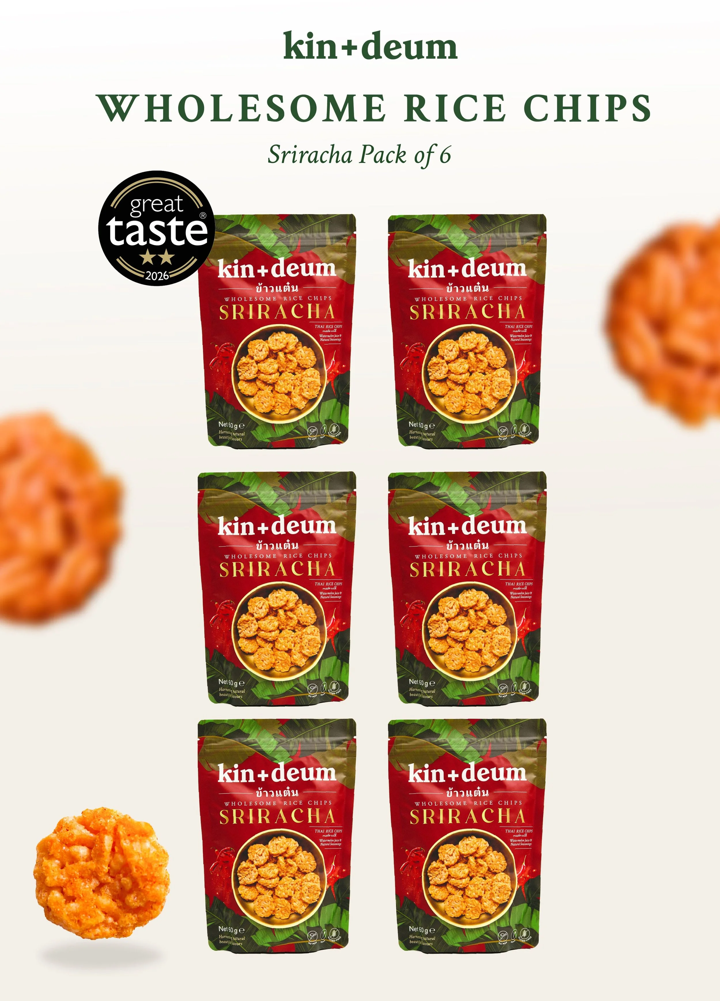 Wholesome Rice Chips Sriracha (pack of 6)