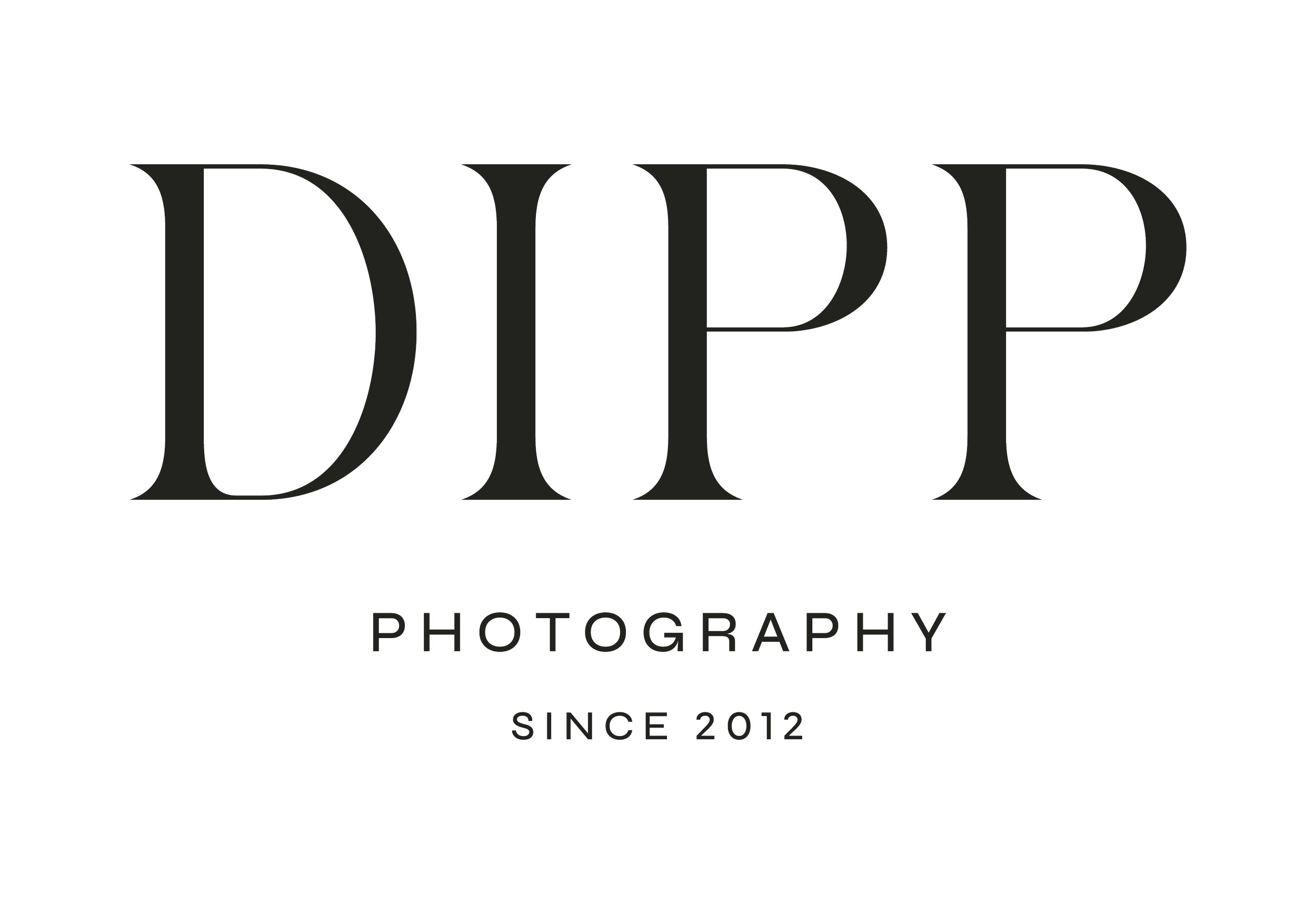 Logo for DIP Photography featuring the company name, 'DIP', in large serif font, with 'Photography' beneath, and 'Since 2012' at the bottom.