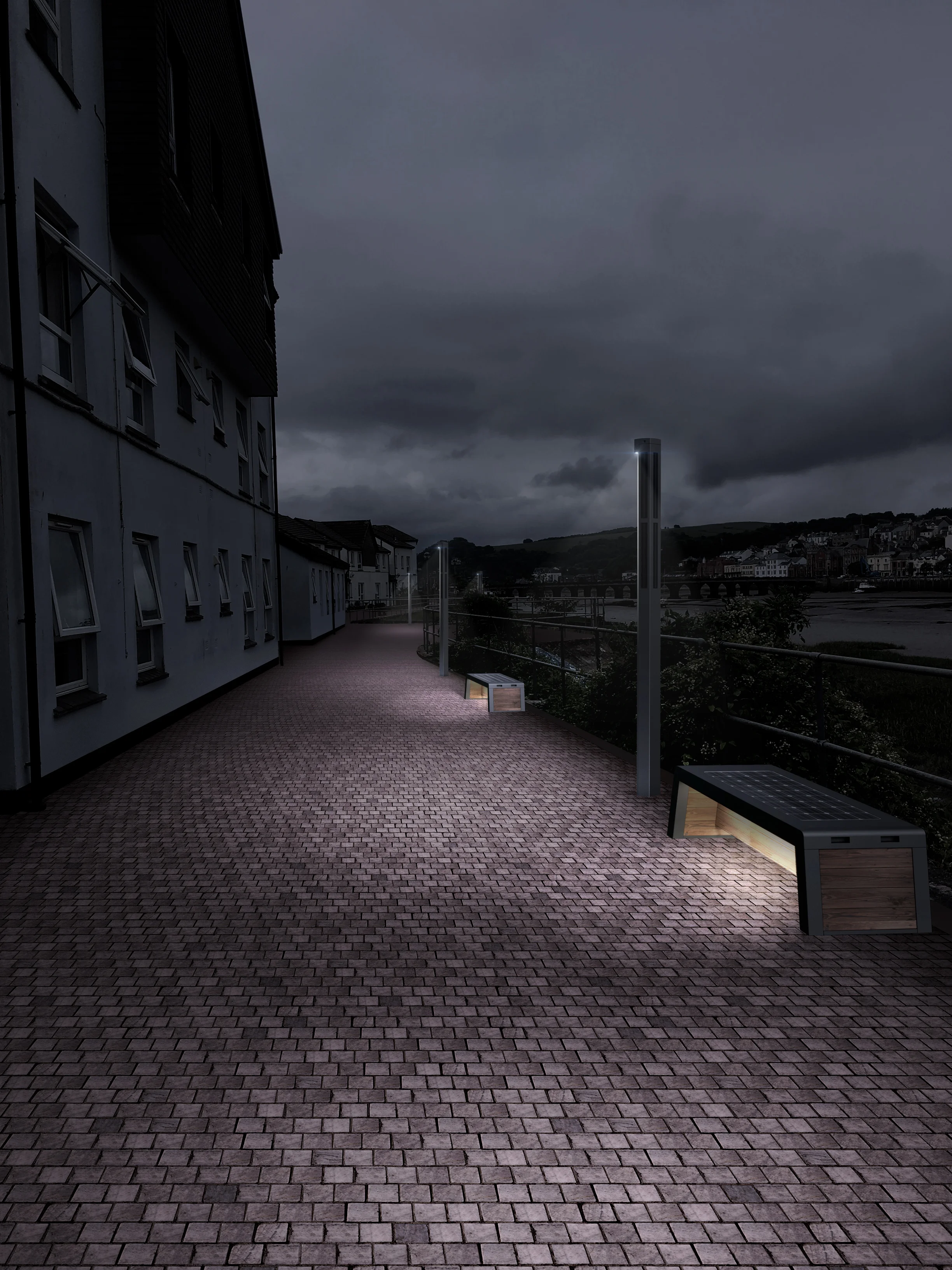 Bideford_SolarStreet_2m_PlusBench_Dusk-1.jpg