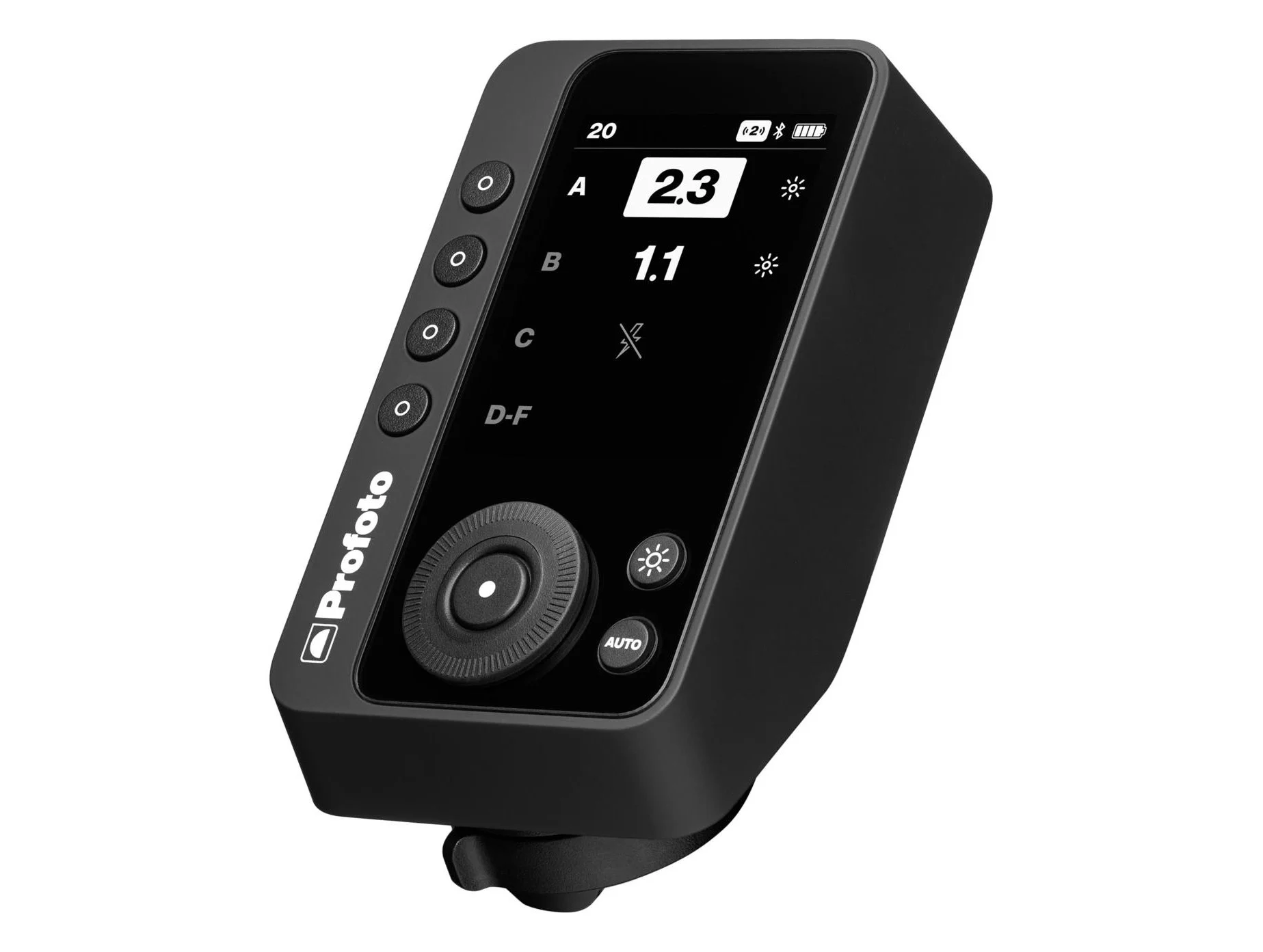 Digital camera light meter displaying measurements and settings.
