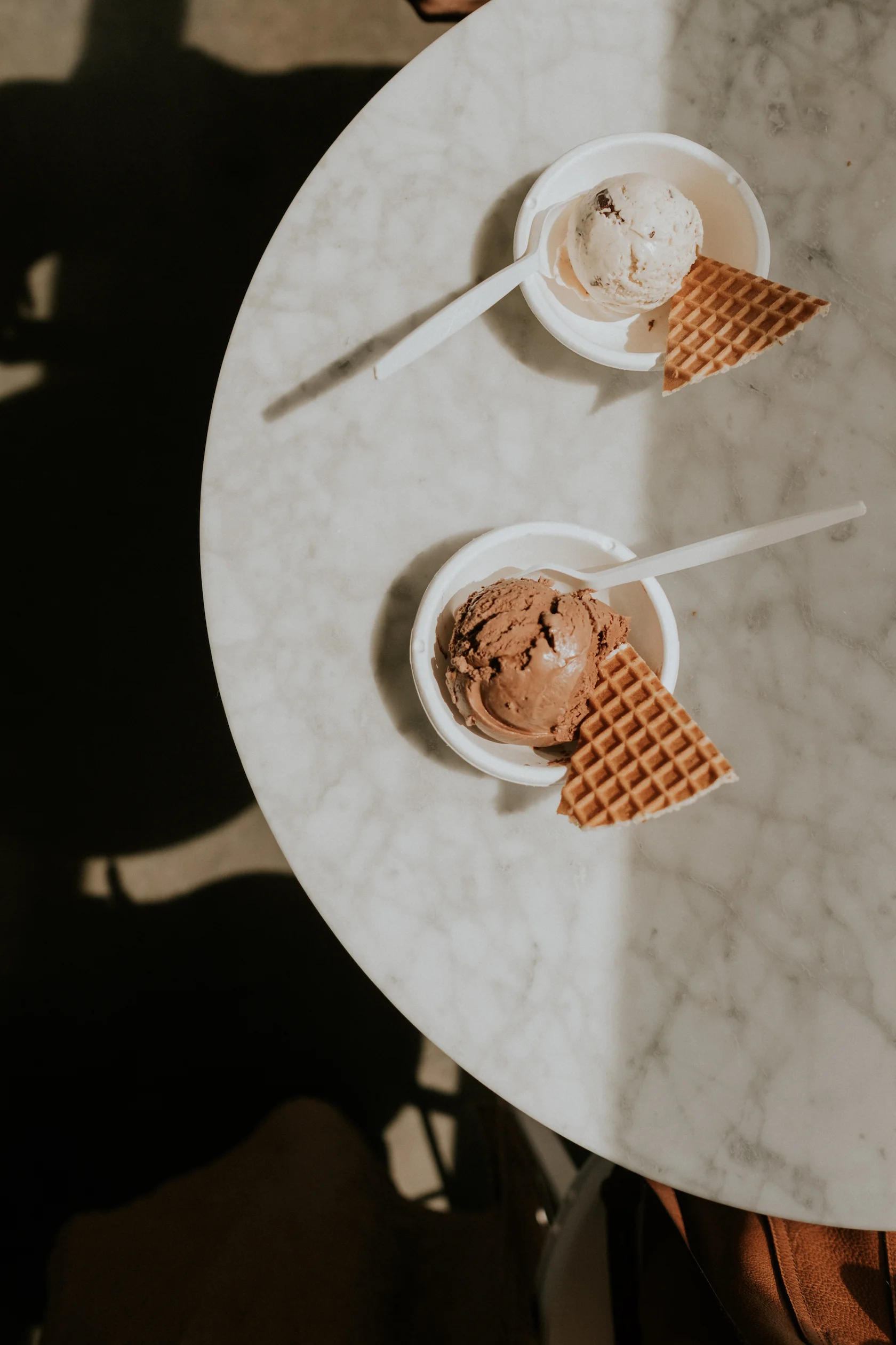 Top: Salted Peanut Butter with Chocolate FlecksBottom: Dairy-Free Dark Chocolate Truffle