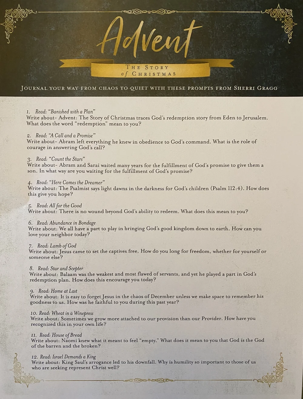 Free Downloadble Journal Prompts for Advent: The Story of 