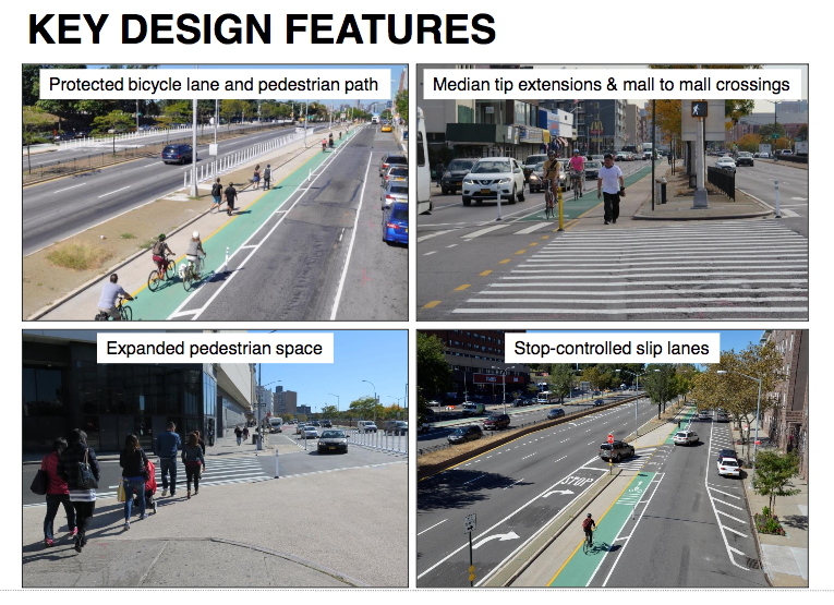 Better street design can slow speeds and reduce the likelihood of crashes. New York City's Vision Zero Policy dictated changes to one of it's most dangerous streets--Queens Boulevard. A year after completion, pedestrian injuries decreased by 49% and the cyclists, 42%. www.nyc.gov/visionzero