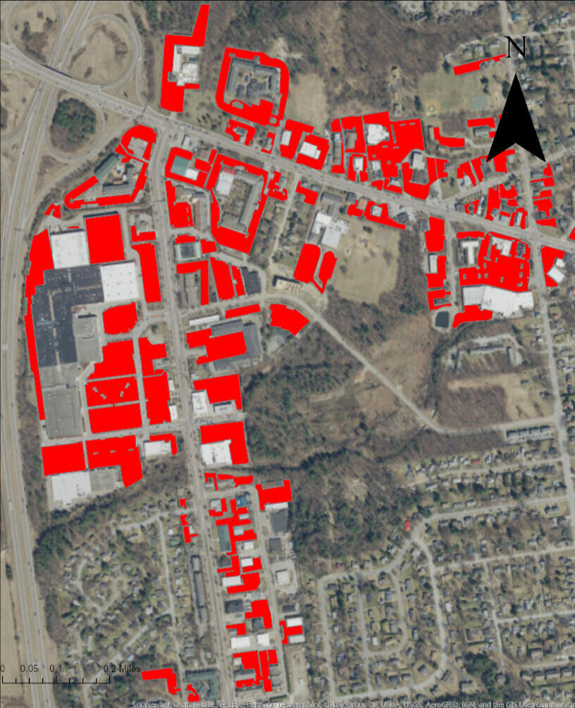 Parking lots required by law, in the Williston Rd. / Dorset St. area of South Burlington. Graphic created by Jackson Schilling