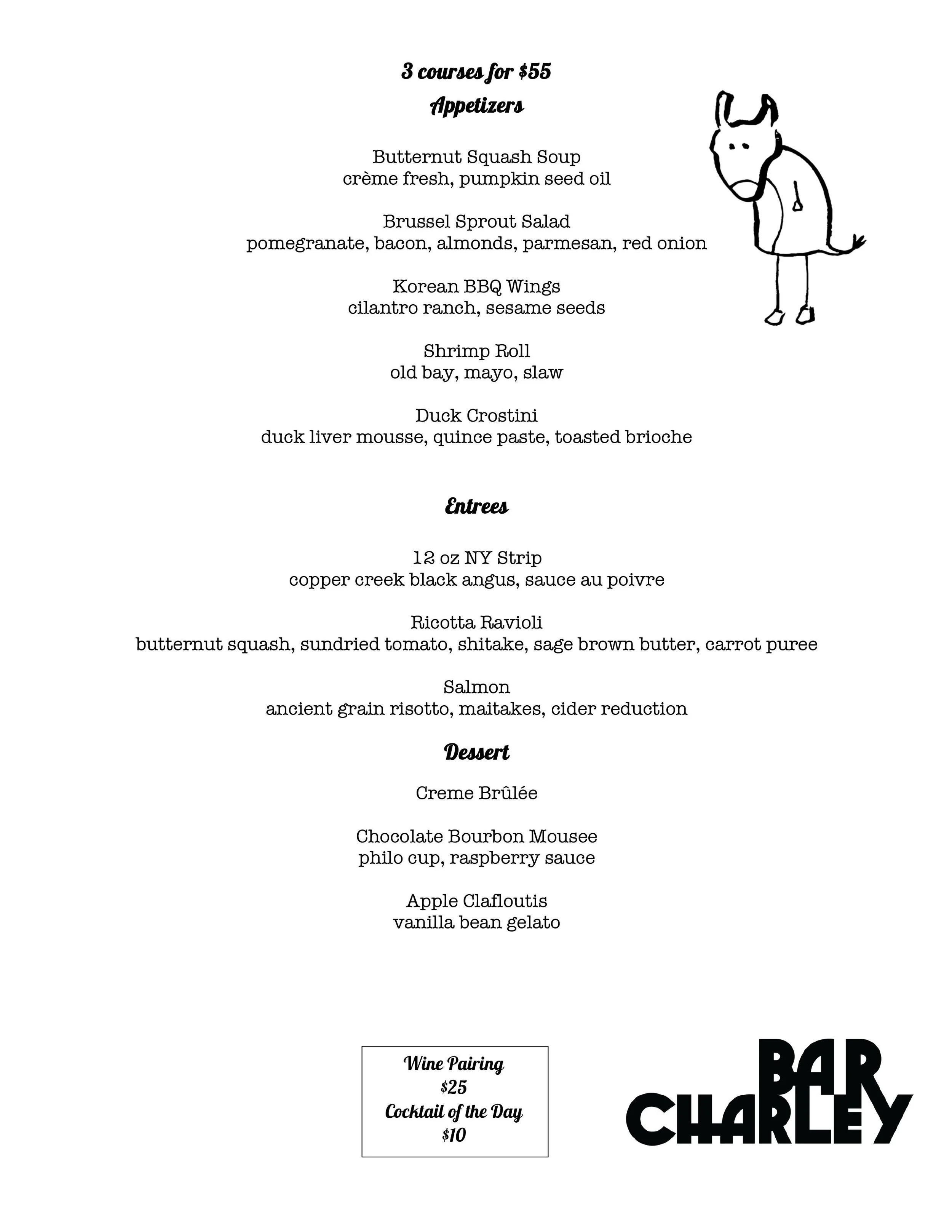 Menu — Bar Charley