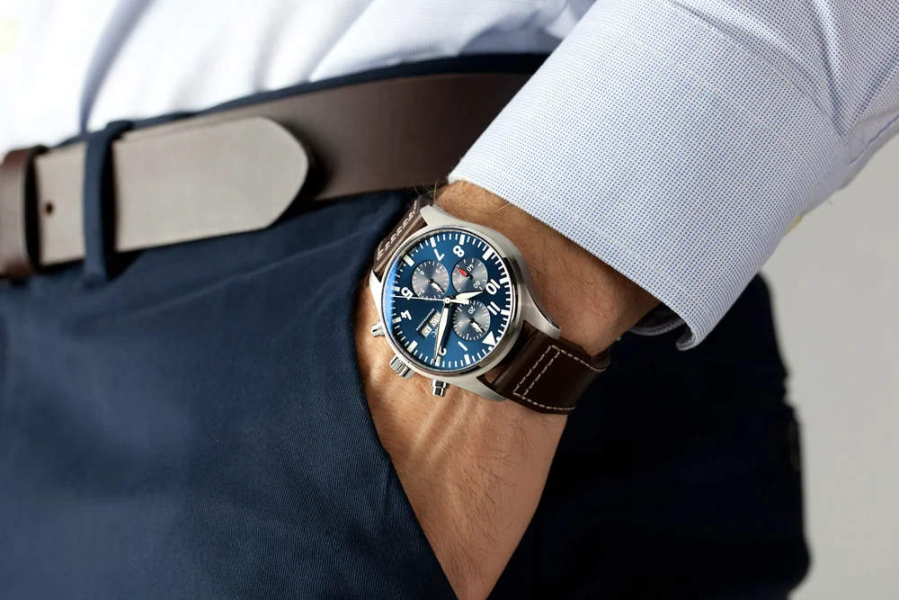 1 iwc pilot chrono leather wrist shot small.jpg