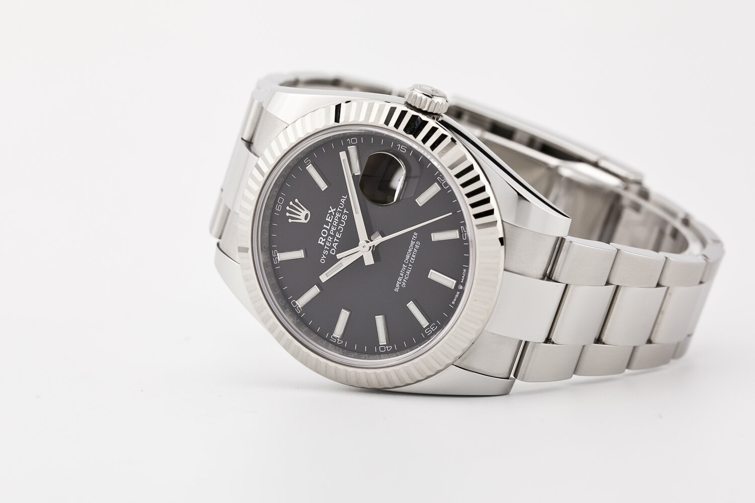 Rolex Datejust 41 Black Stick Dial Fluted Oyster 126334