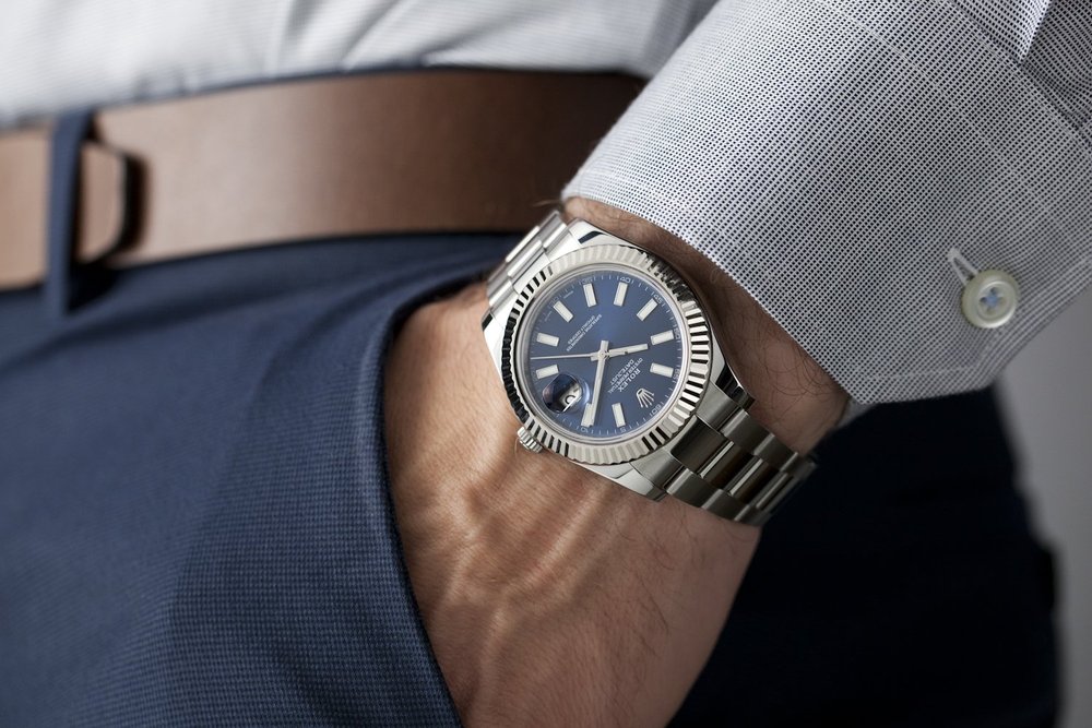 Fluted Bezel Rolex Datejust 41 Blue On Wrist Rolex Datejust 41