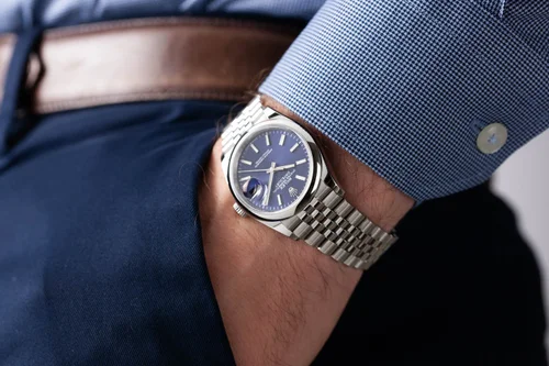 Rolex 126200 On Wrist Rolex Datejust 36 Blue Dial On Wrist Rolex