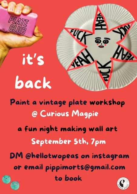 Curious Magpie Hello Two Peas Plate Painting workshop