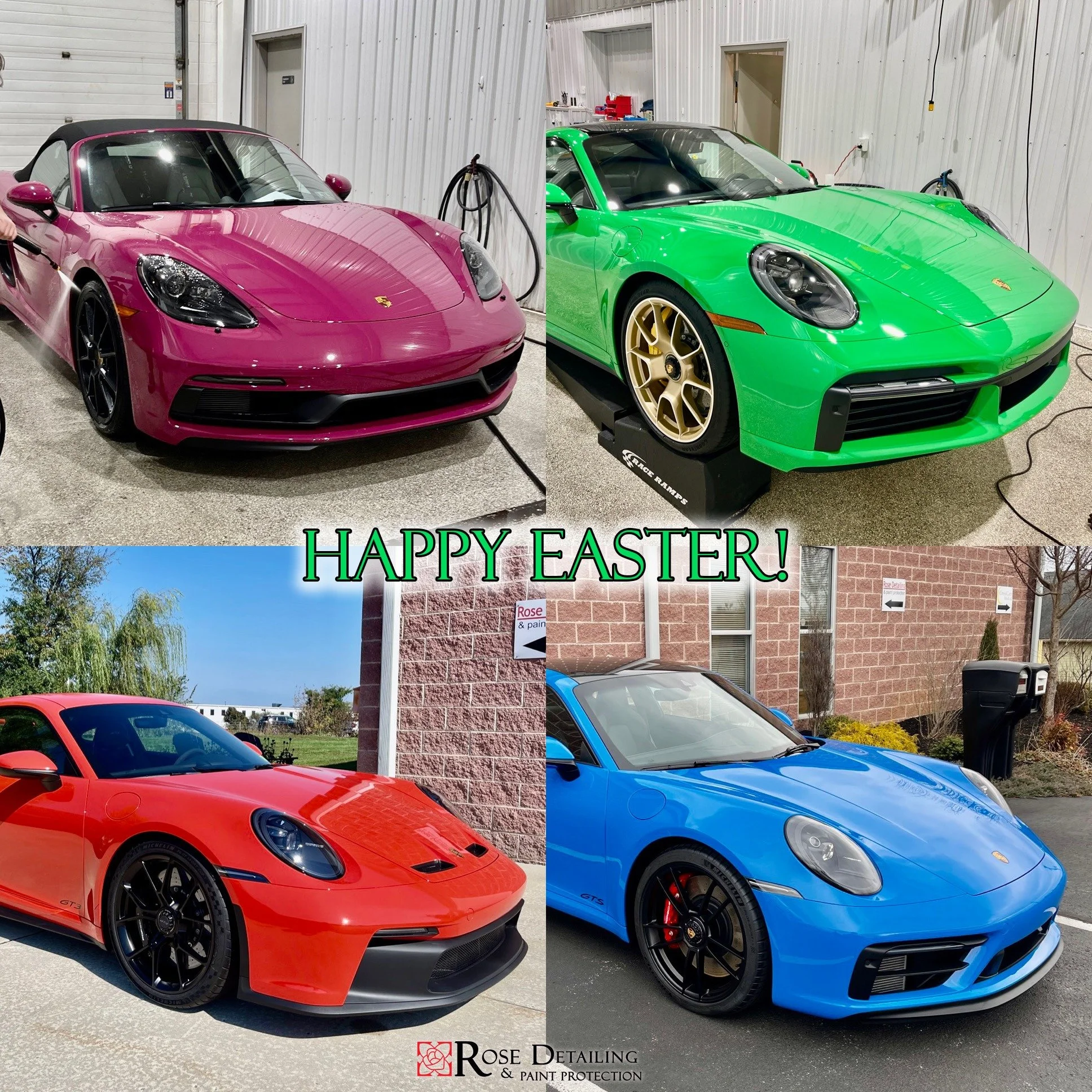 Happy Easter from the team at Rose Detailing! We hope everyone has a wonderful Sunday! #rosedetailing #eastersunday #porsche