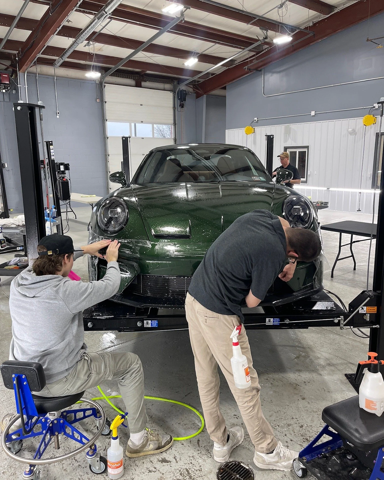 BTS: The Rose Team is hard at work installing XPEL PPF onto this beautiful Porsche for protection against all rock chips and road debris! #rosedetailing #ppf #porsche
