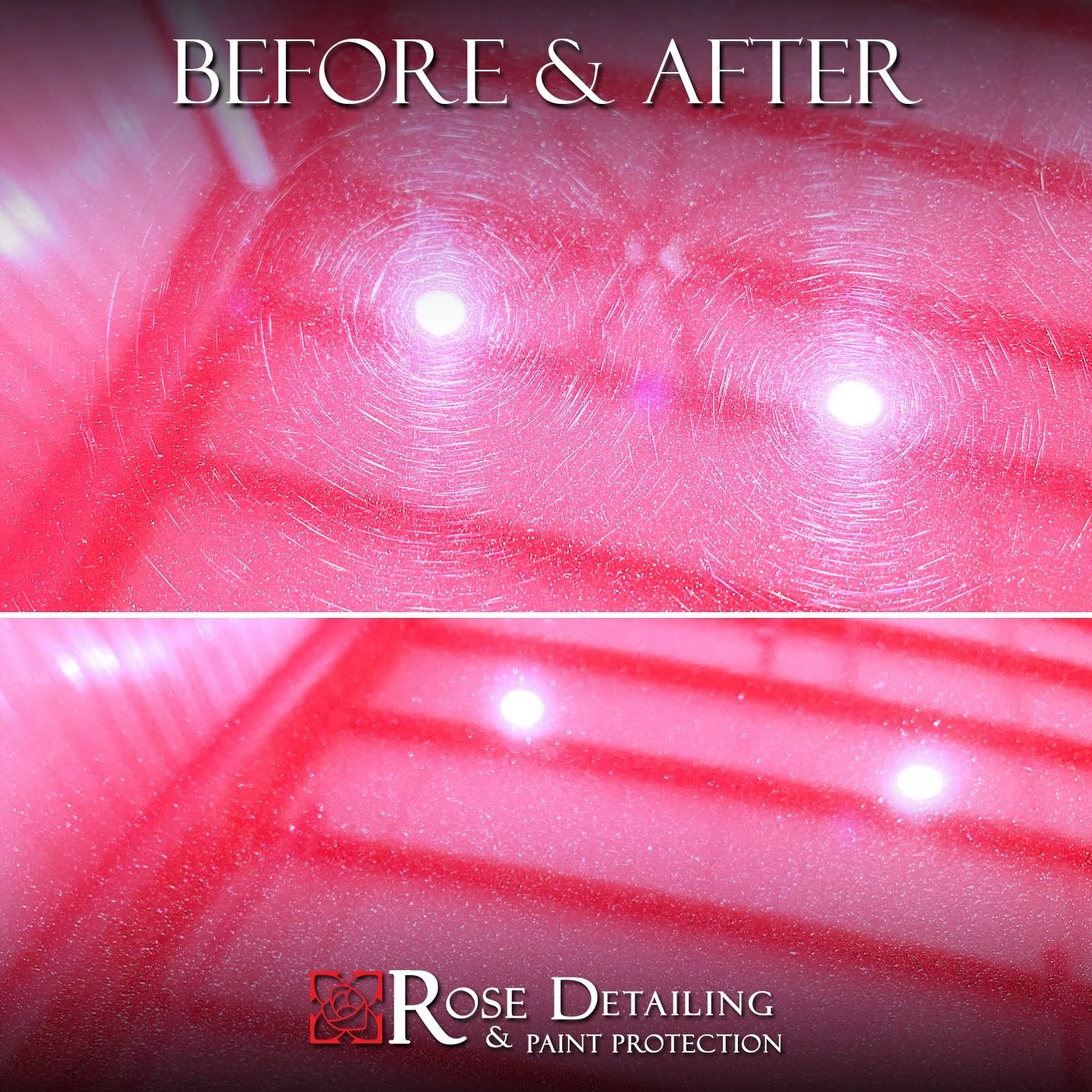 The results speak for themselves after utilizing our paint correction service to make your paint look good as new again! #rosedetailing #paintcorrection #ceramiccoating