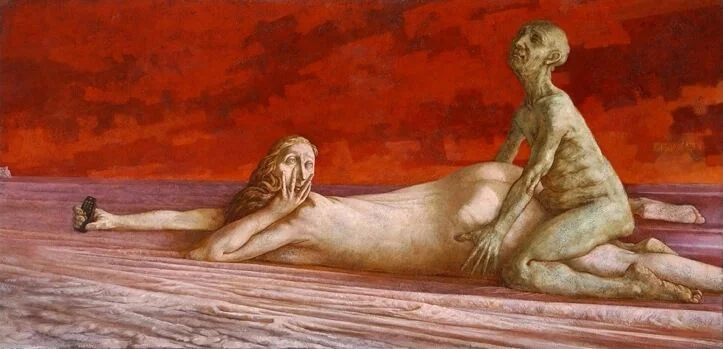 Sasha Okun  Breaking News  2001-2004 Oil on board 122 x 252 cm