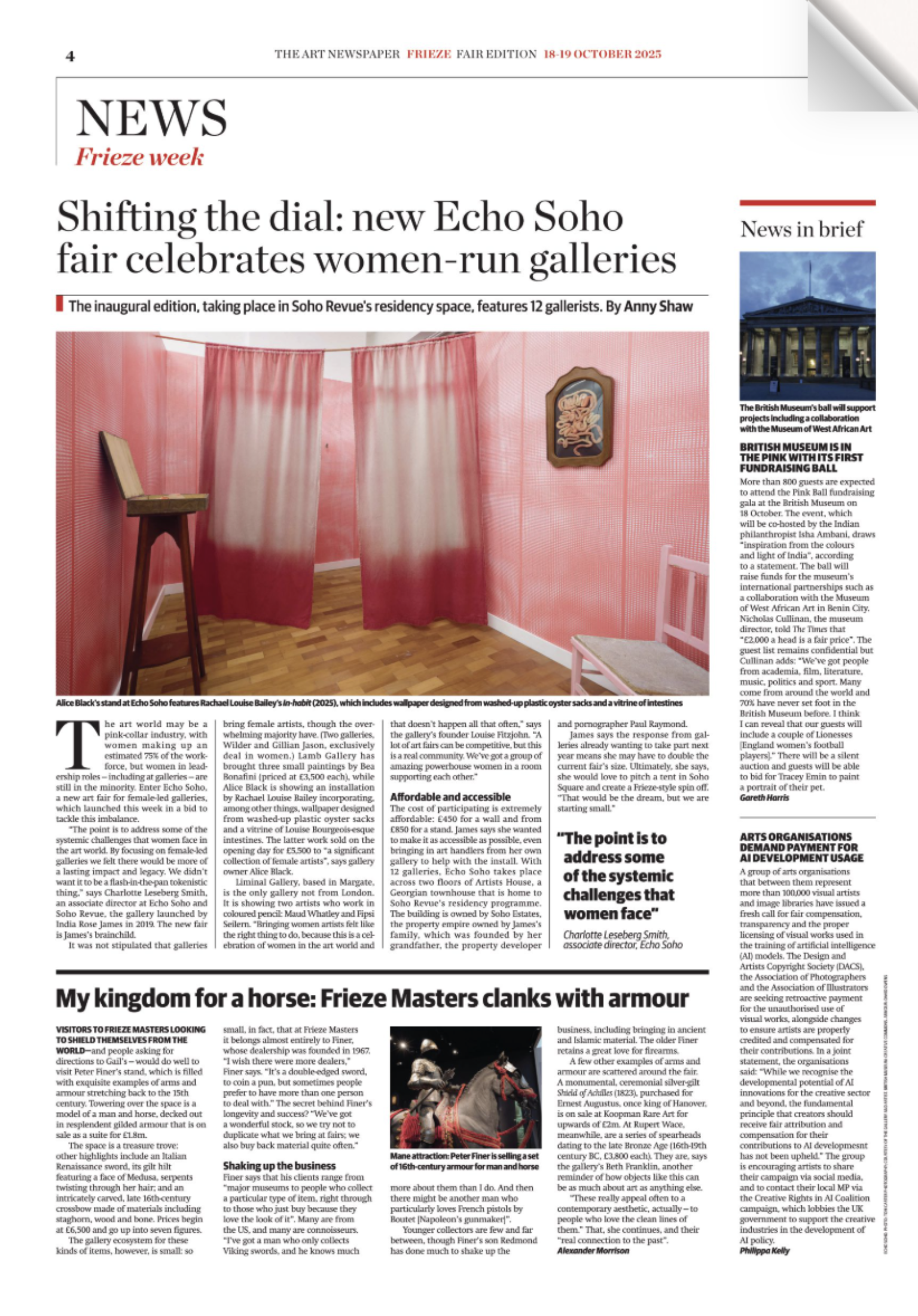 Rachael Louise Bailey feat. in The Art Newspaper 