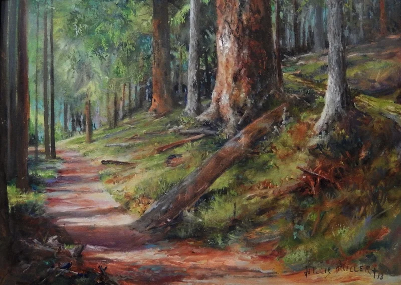 A Peaceful Path, 18" x 24", oil. This image was seen when my wife and I were walking a trail on Orca Island.