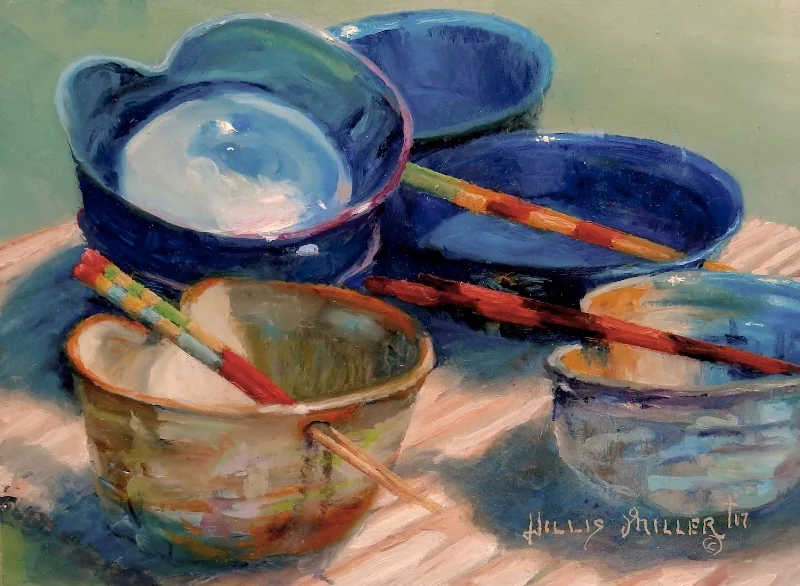 The Potter's Way, 9" x 12", oil. I cannot remember where I saw these pots. Fun painting all the colors and shapes. This painting was accepted in the Artists of NW Arkansas Regional competition. 