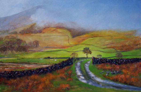 Light in the Valley, 18" x 24", oil. This image was seen in the Lake District of England. 