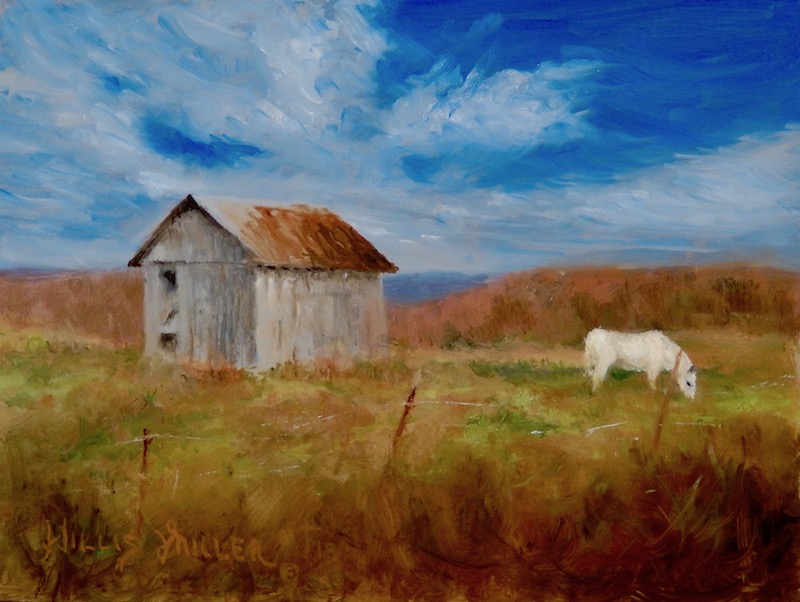 Away From Busy, 9” x 12”, oil. A good friend drove me by this scene in the back country of NW Arkansas.