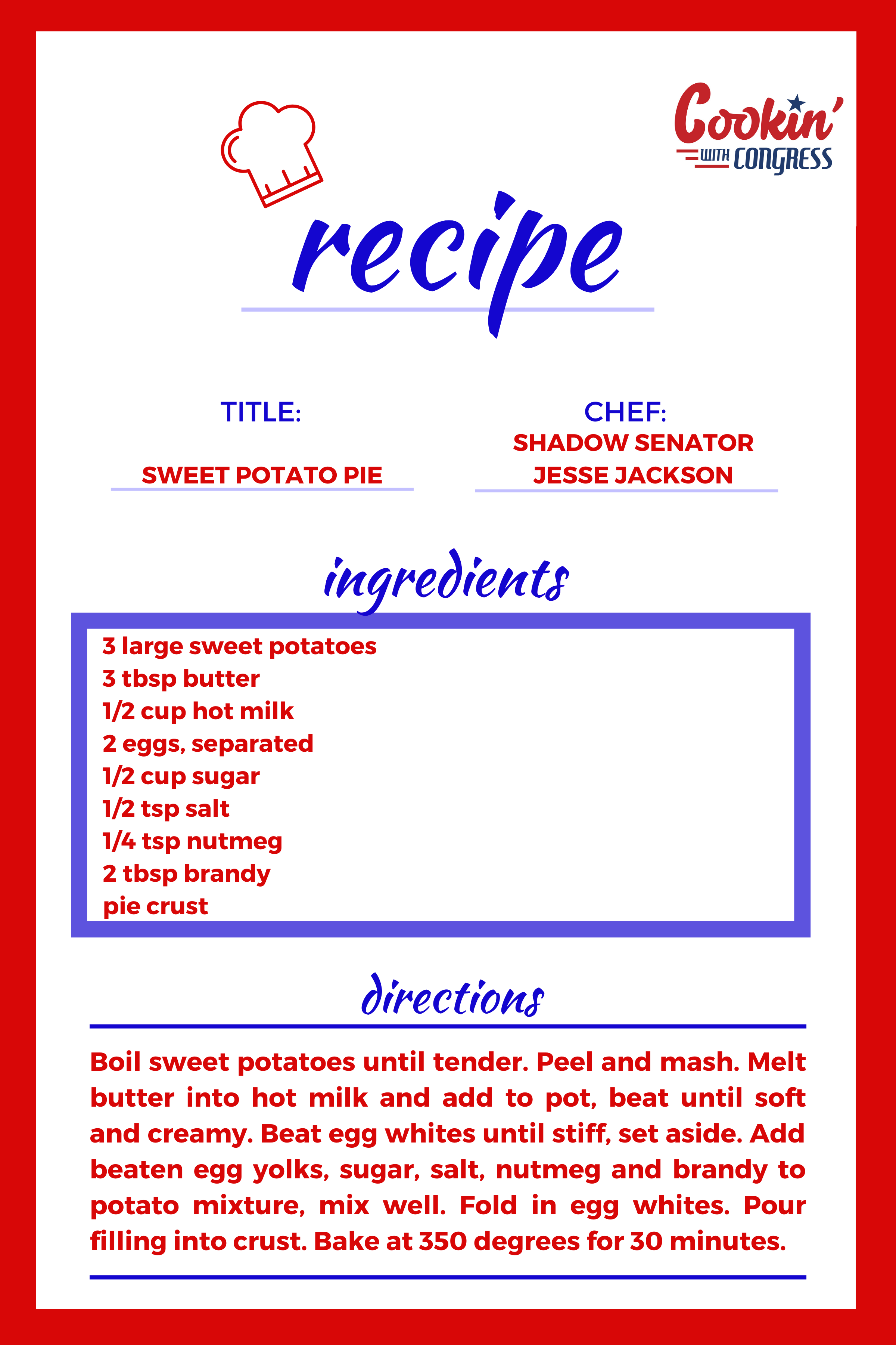 "Sweet Potato Pie" by Shadow Senator Jesse Jackson — Cookin' with Congress