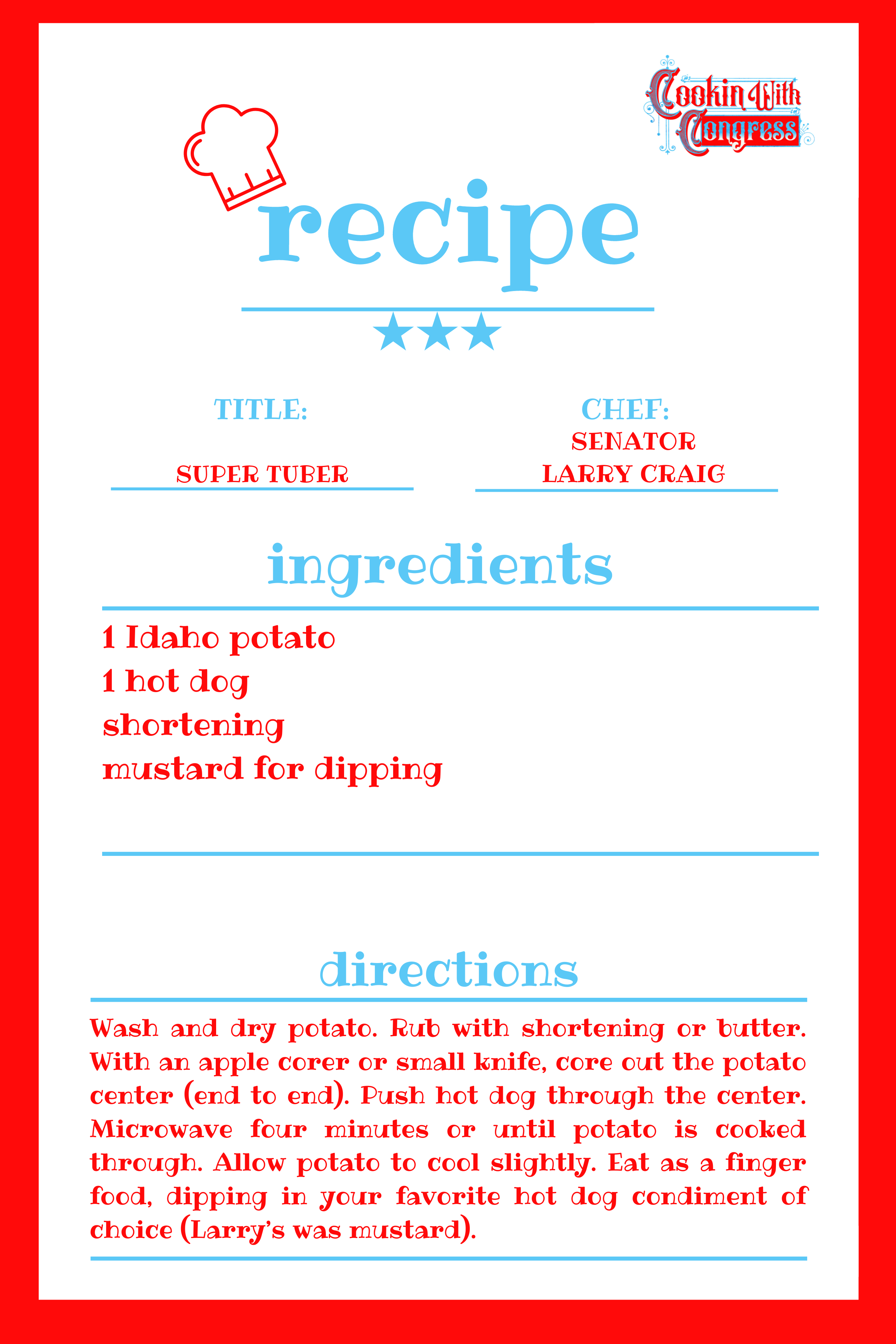 Larry Craig Super Tuber recipe