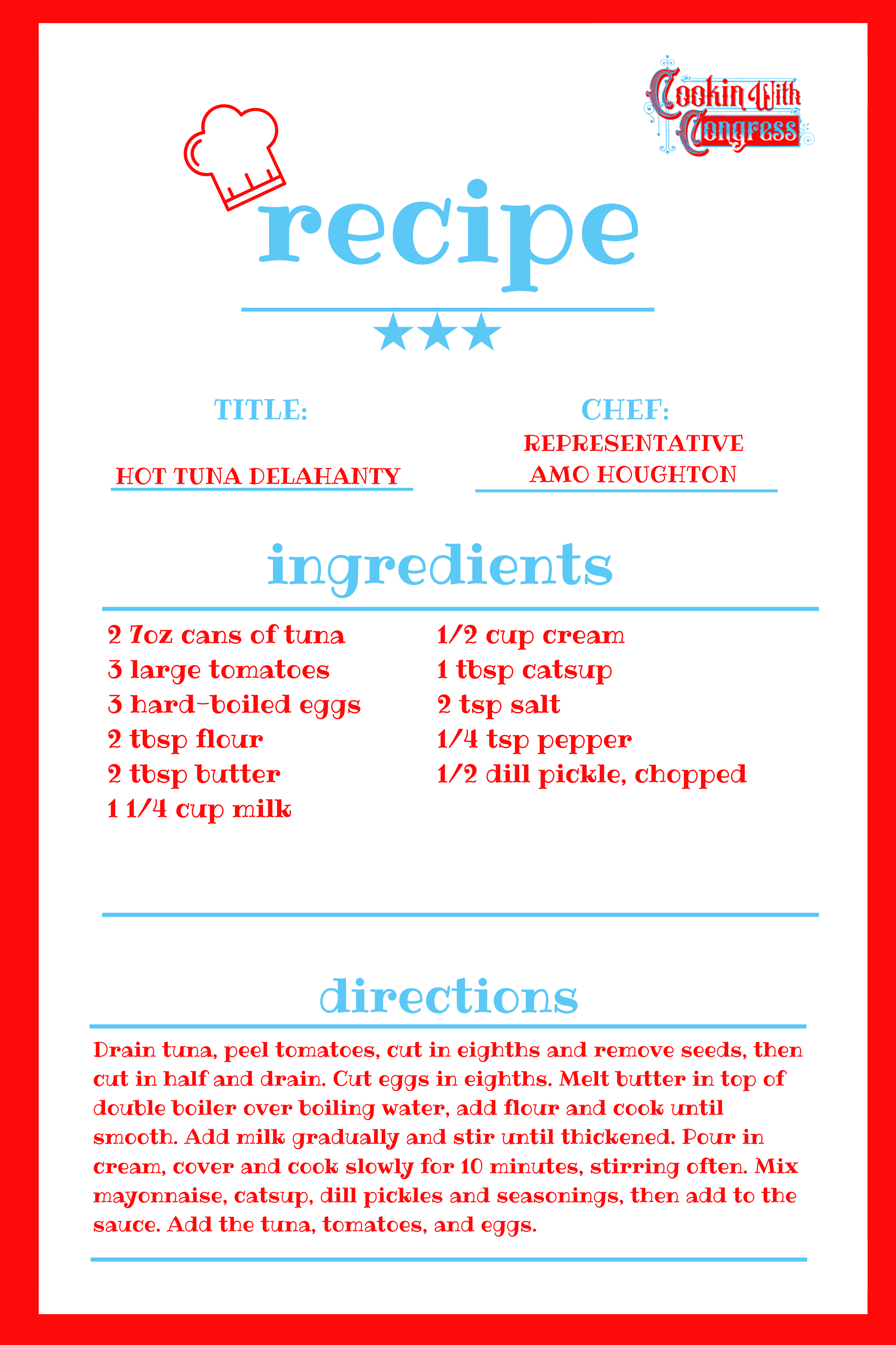 Hot Tuna Delahanty recipe card