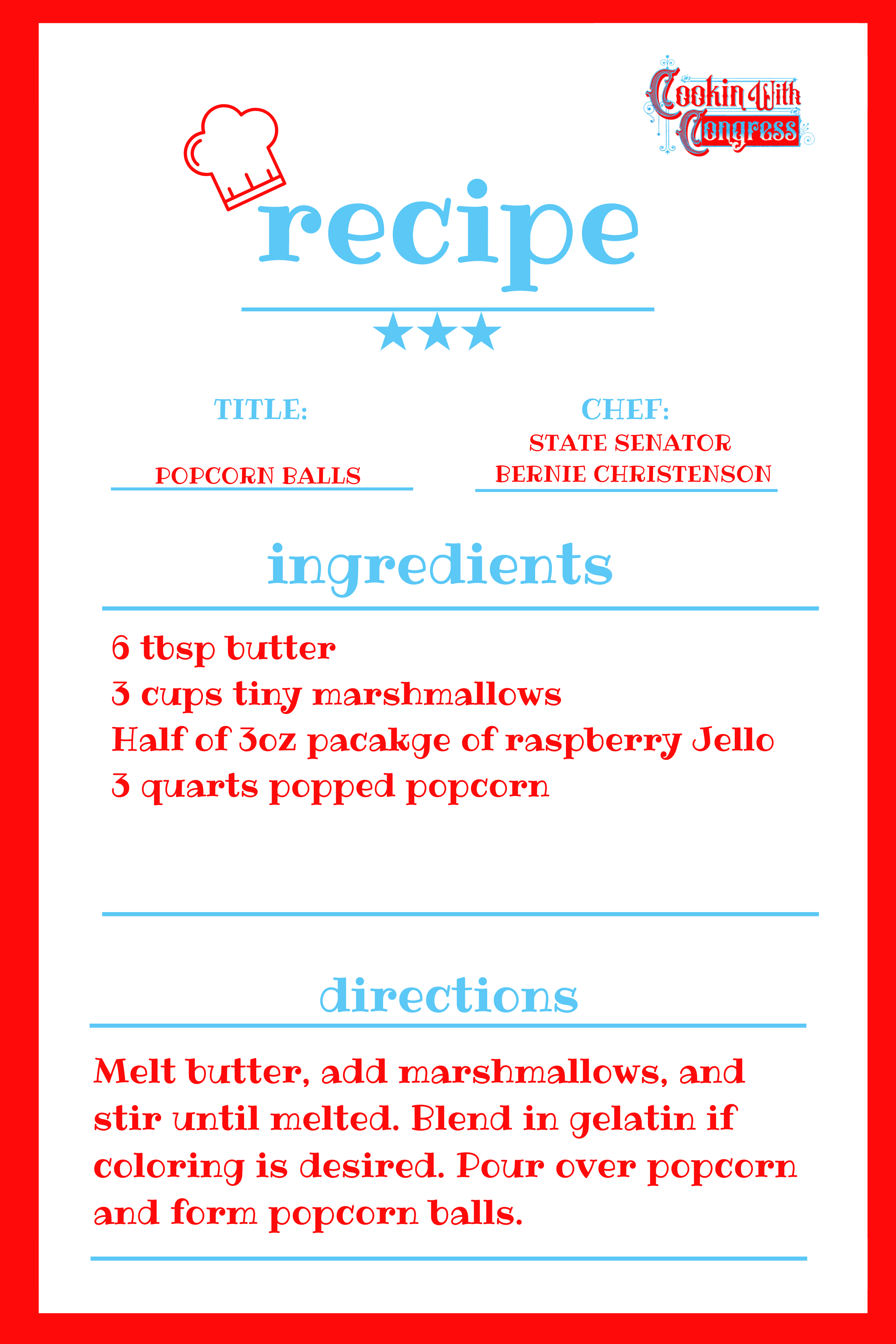 Bernie Christenson recipe card